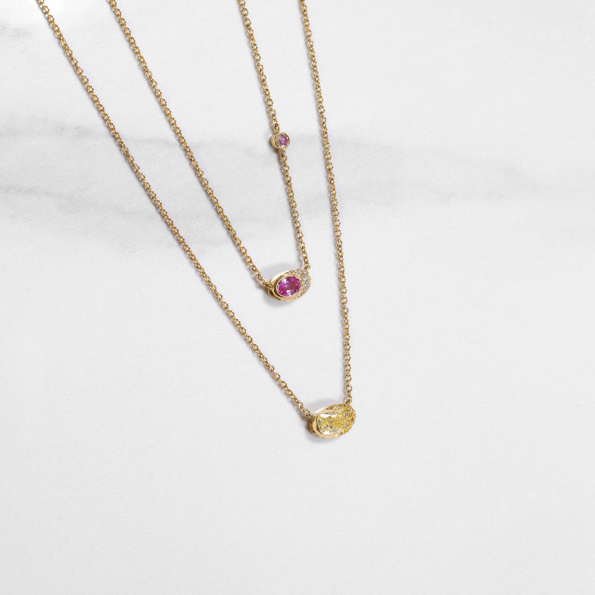 Fancy Yellow Cushion Cut Diamond Necklace Fairfax Roberts