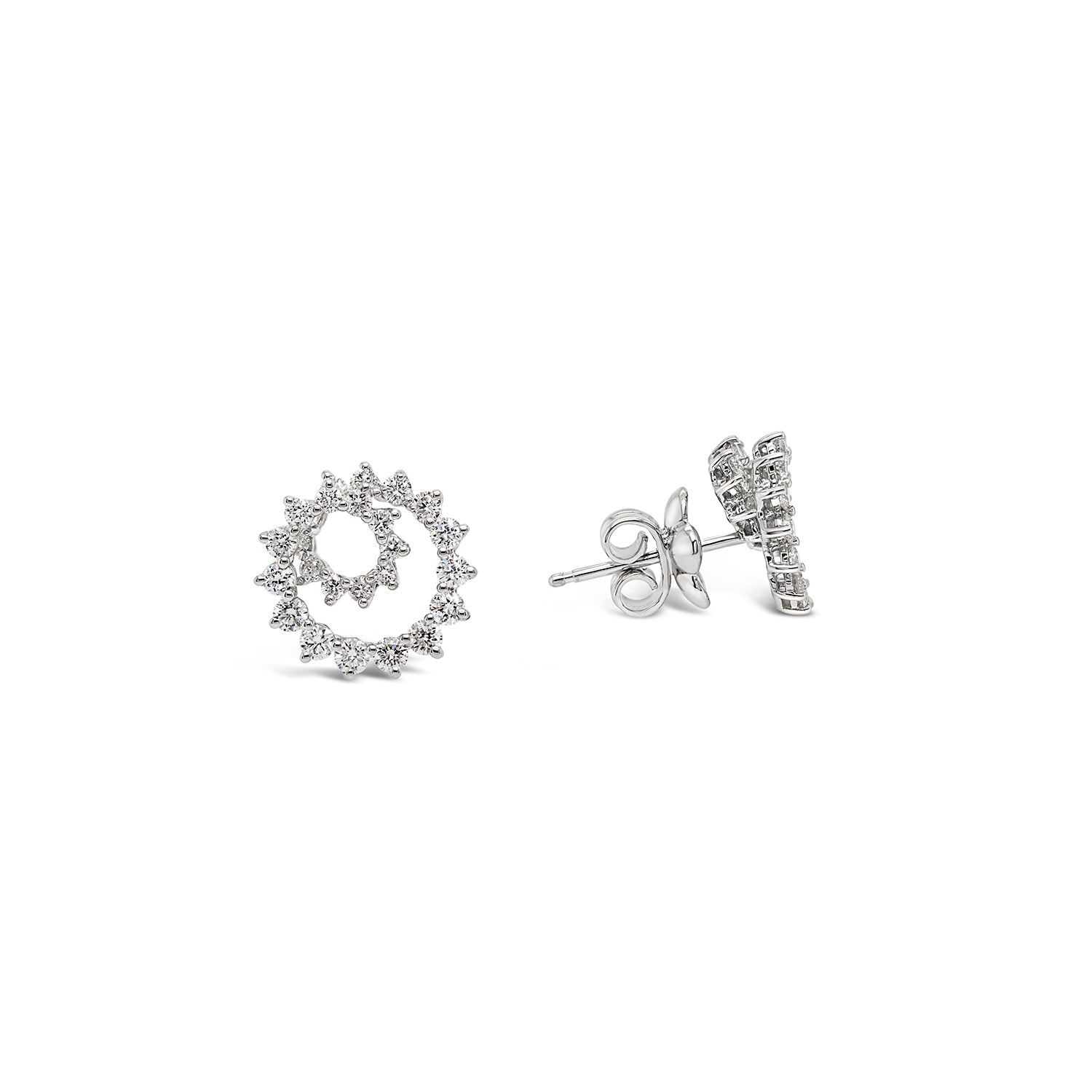Diamond and White Gold Spiral Stud Earrings
