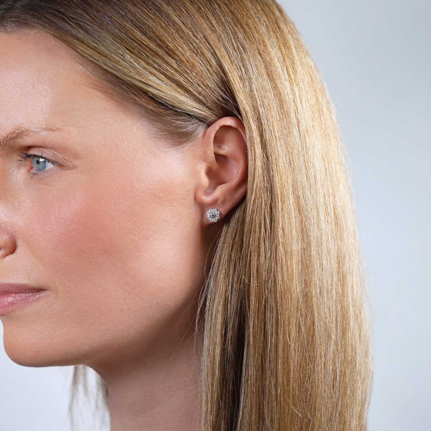 Sapphire & Diamond Flower Earrings