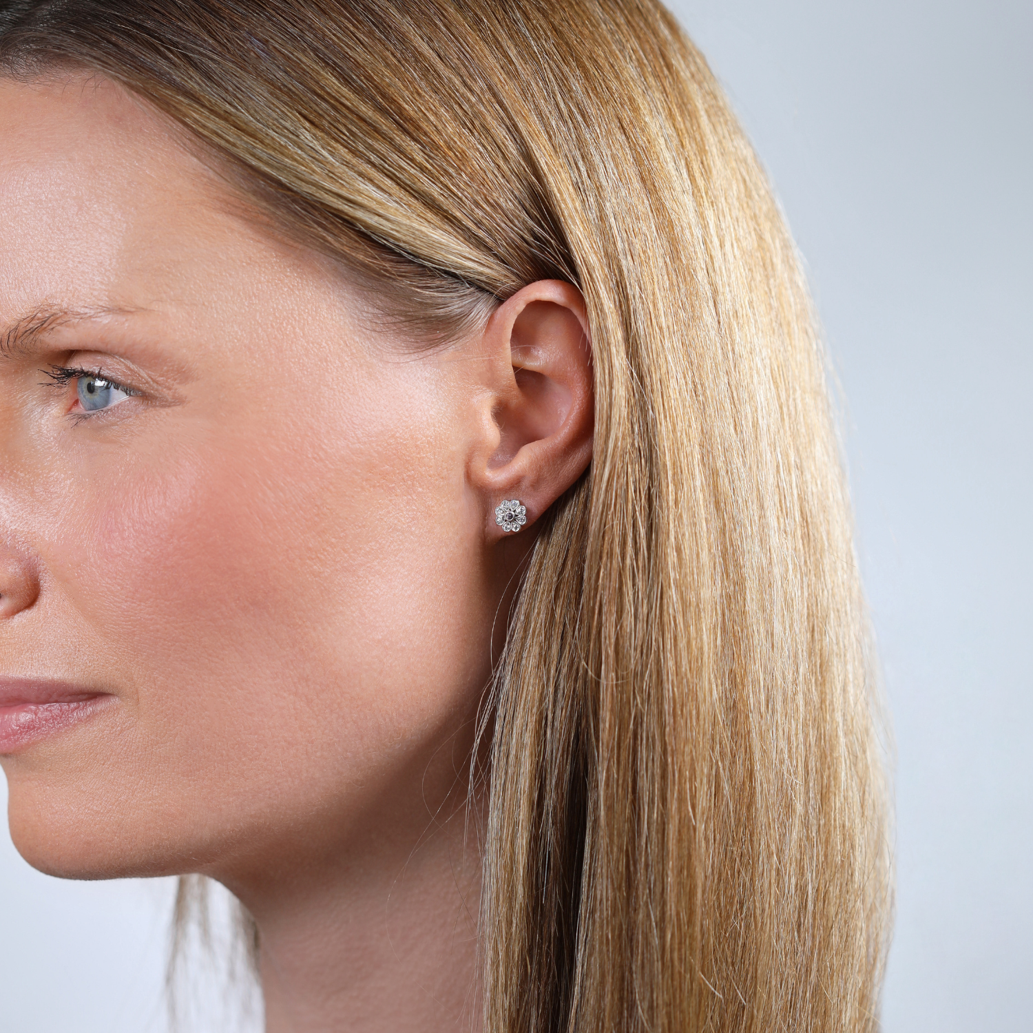 Diamond & Ellerston Pink Sapphire Flower Stud Earrings