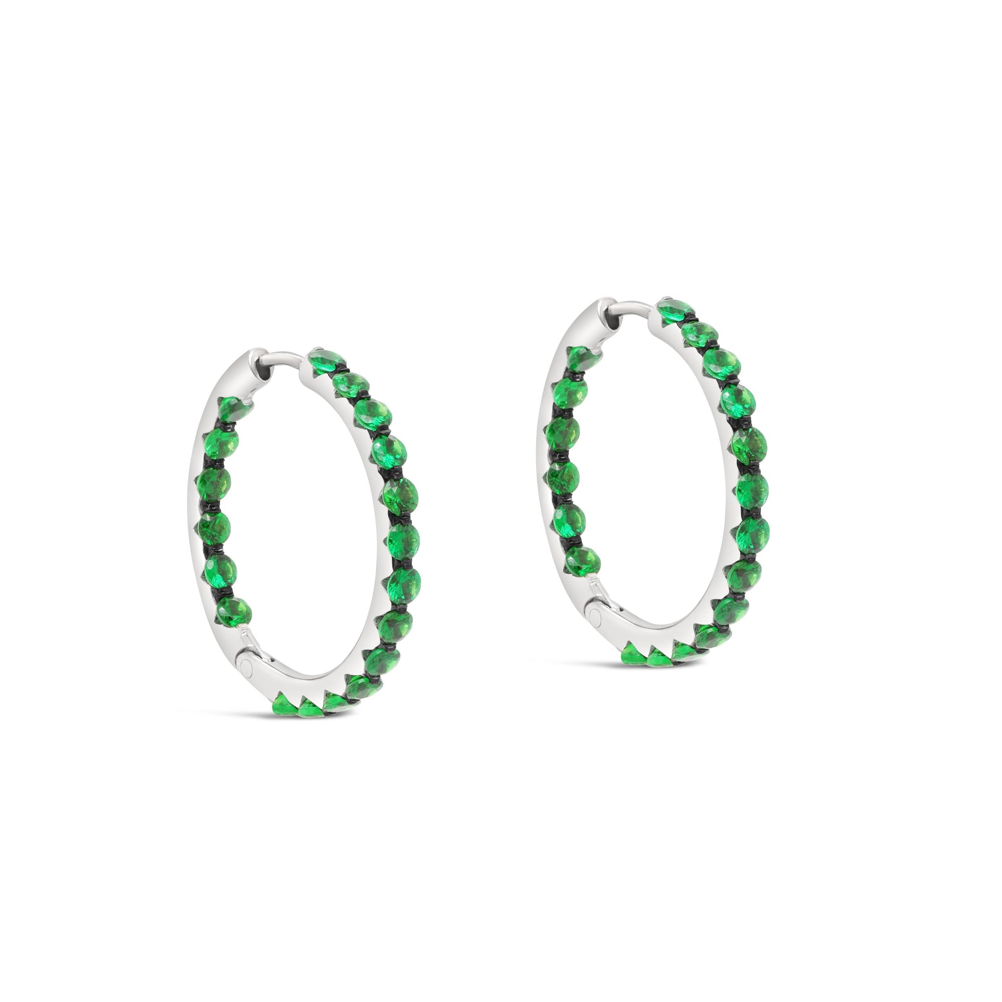 TSAVORITE GARNET HOOP EARRINGS