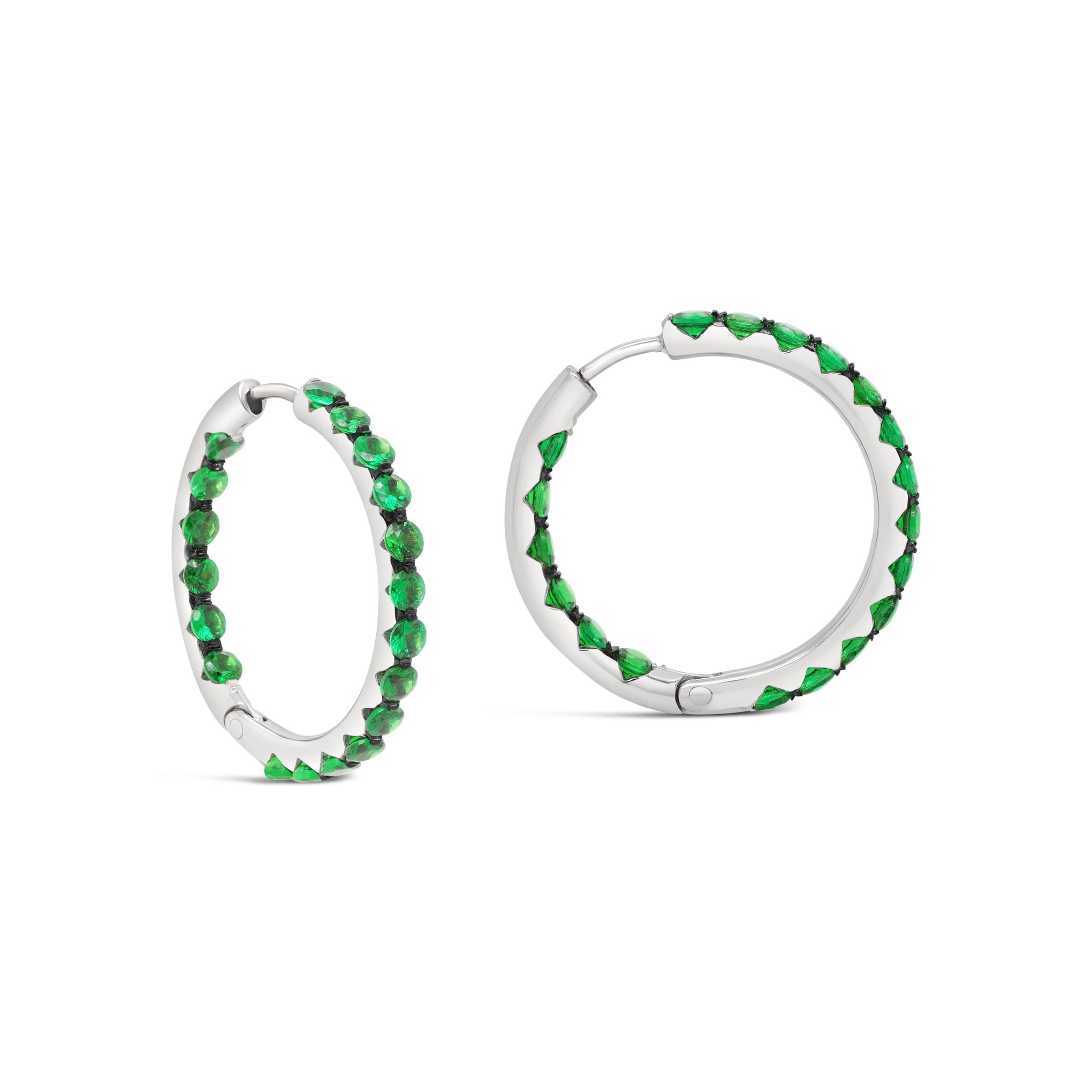 TSAVORITE GARNET HOOP EARRINGS