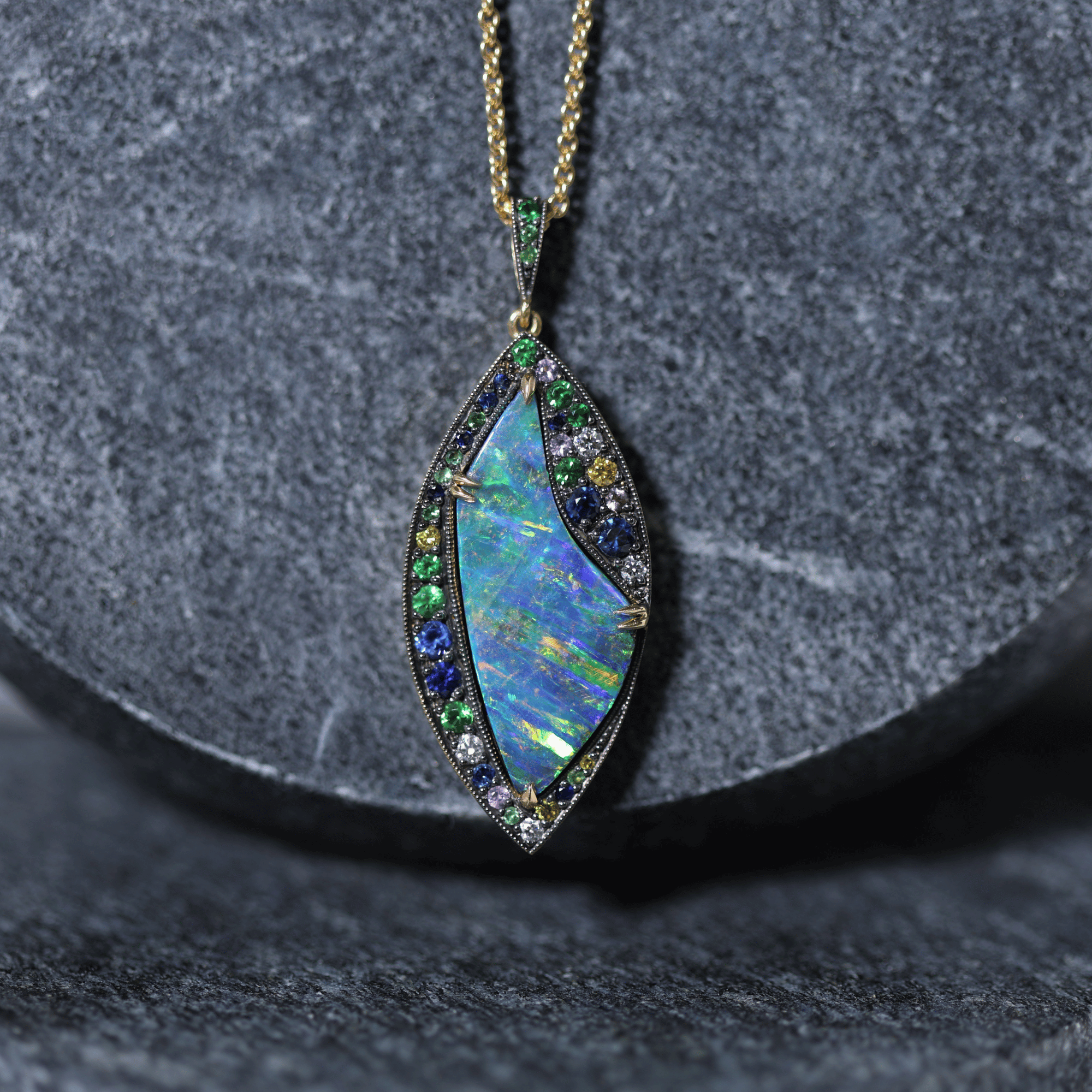 Australian Opal & Coloured Gemstone Pendant