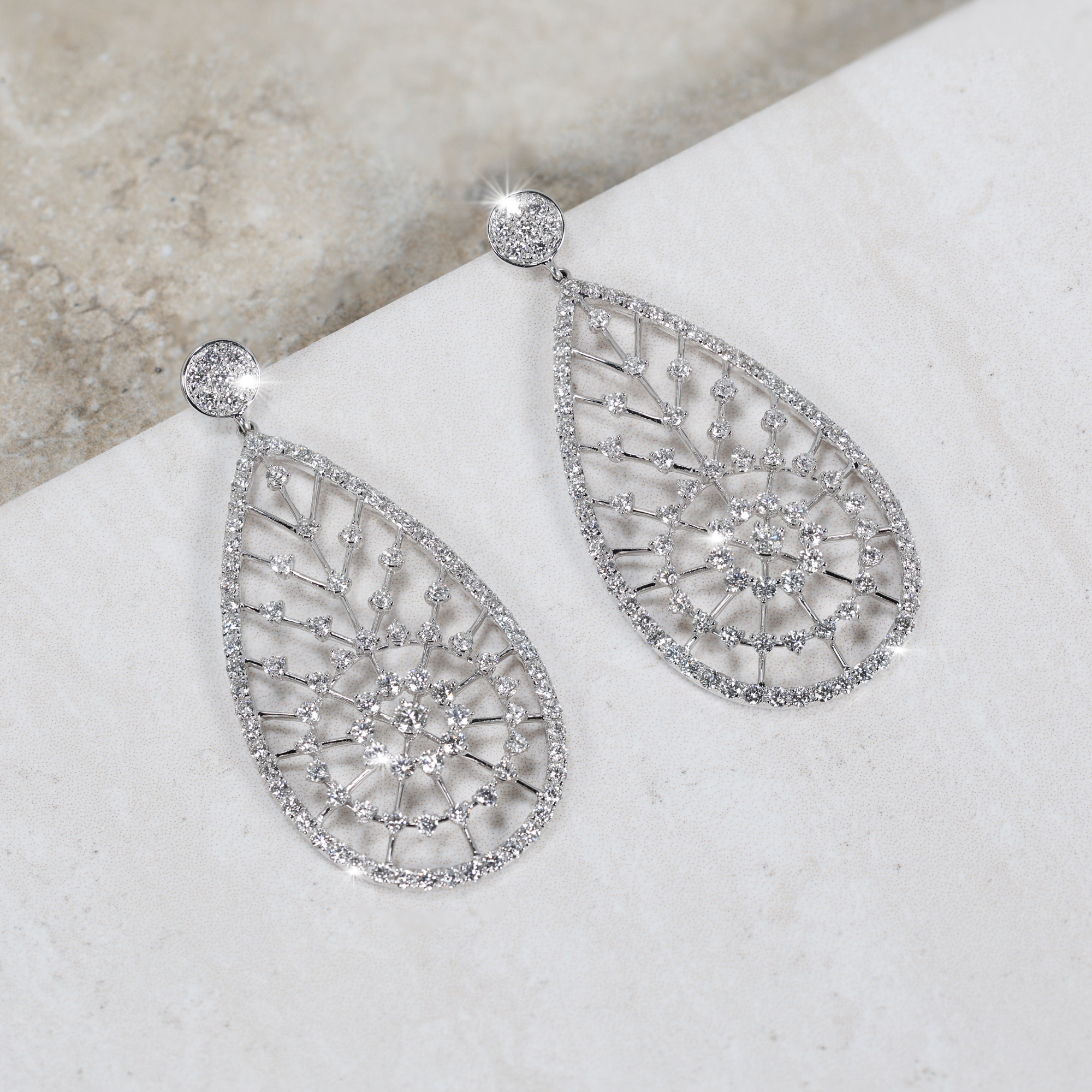 Diamond Dew Drop Pendant Earrings