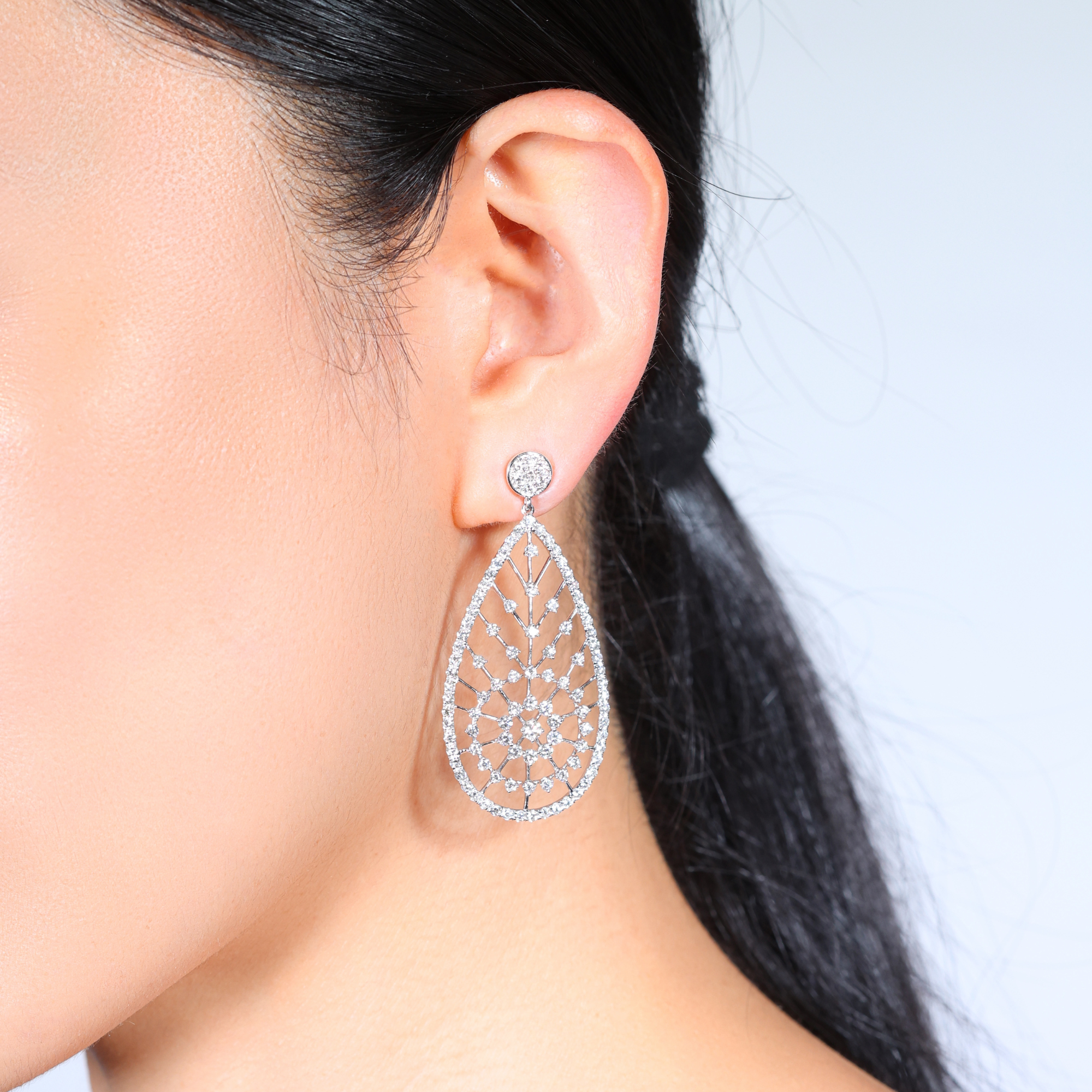 Diamond Dew Drop Pendant Earrings