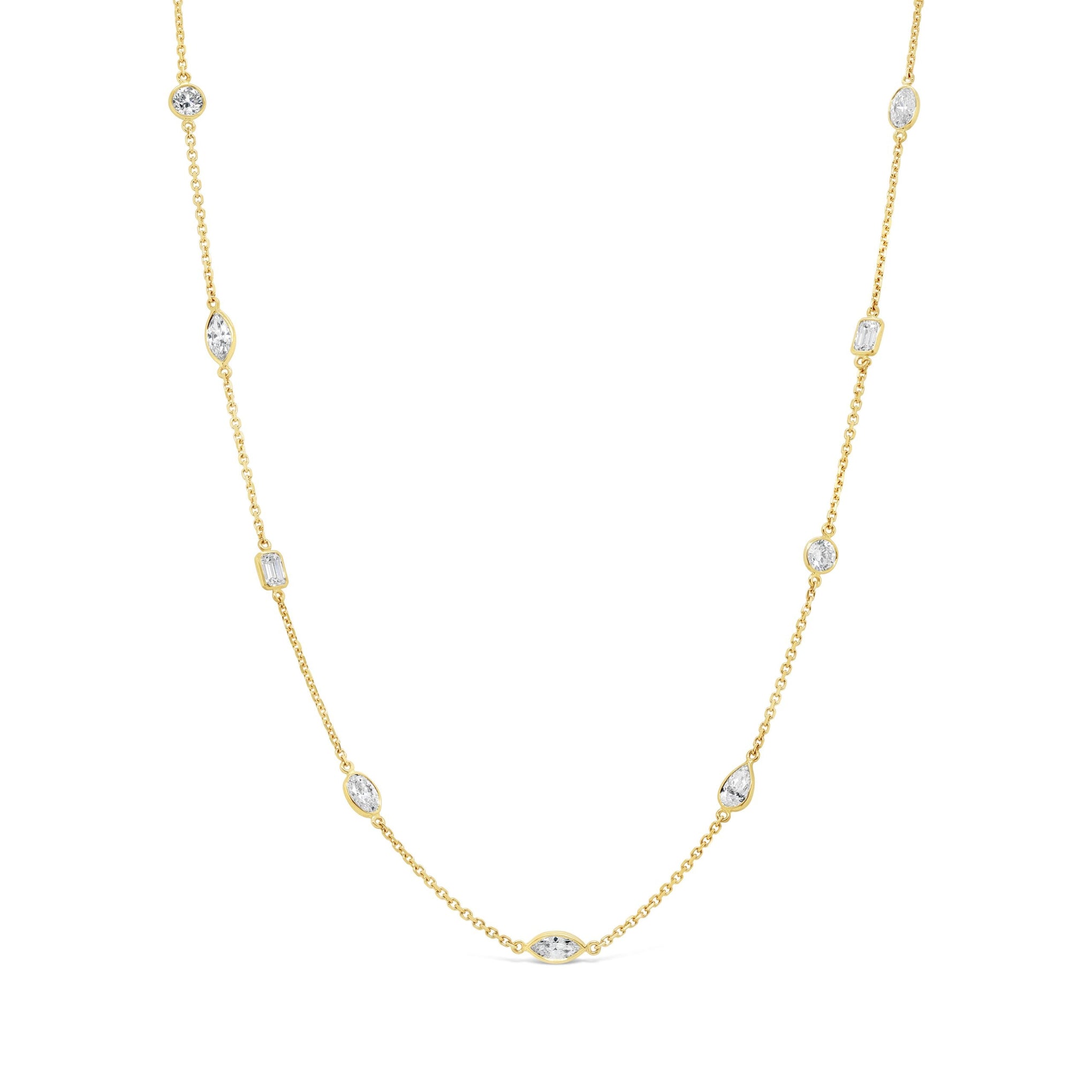 Mixed Cut Diamond Necklace Yellow Gold