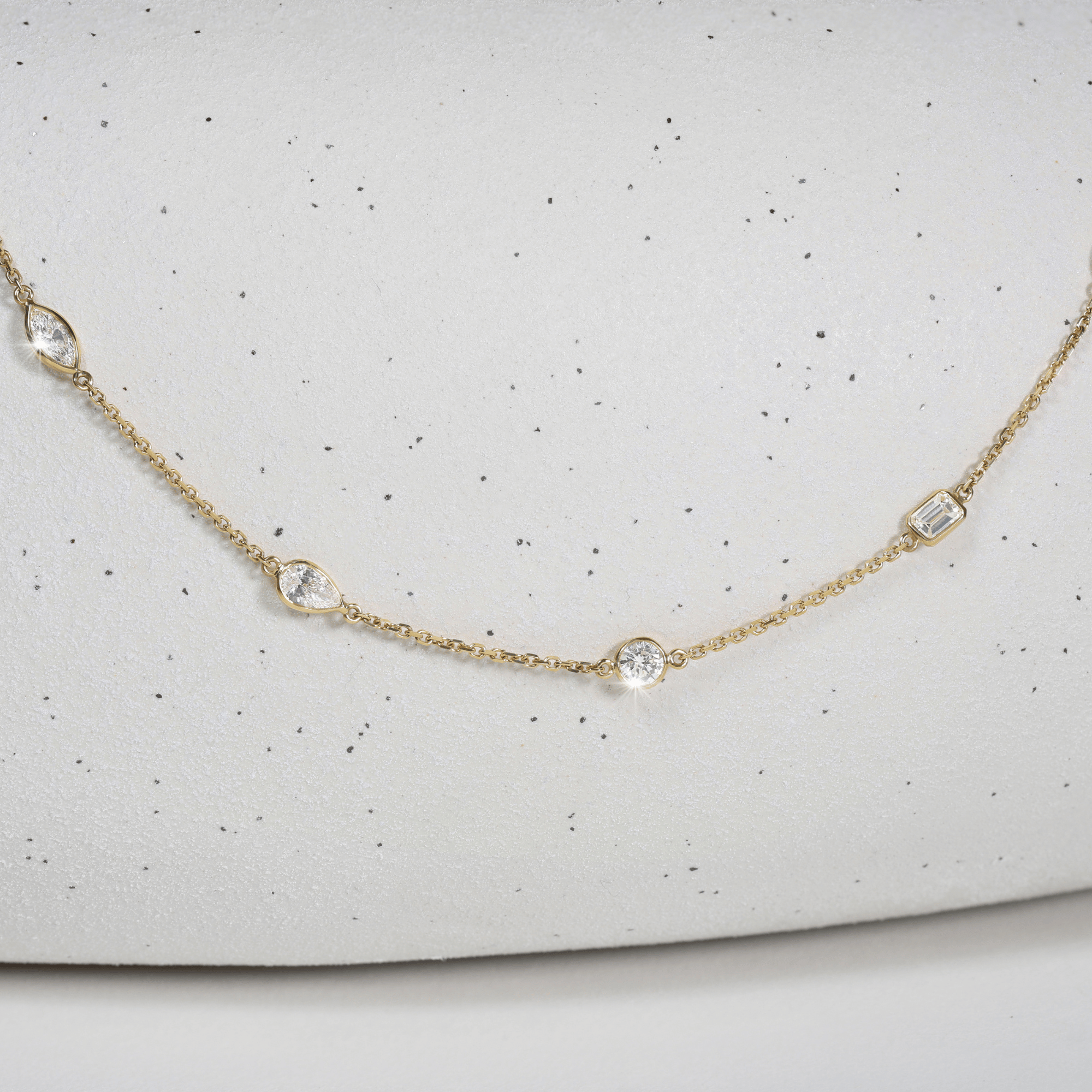 Indra Mixed-Cut Diamond Necklace - Yellow Gold