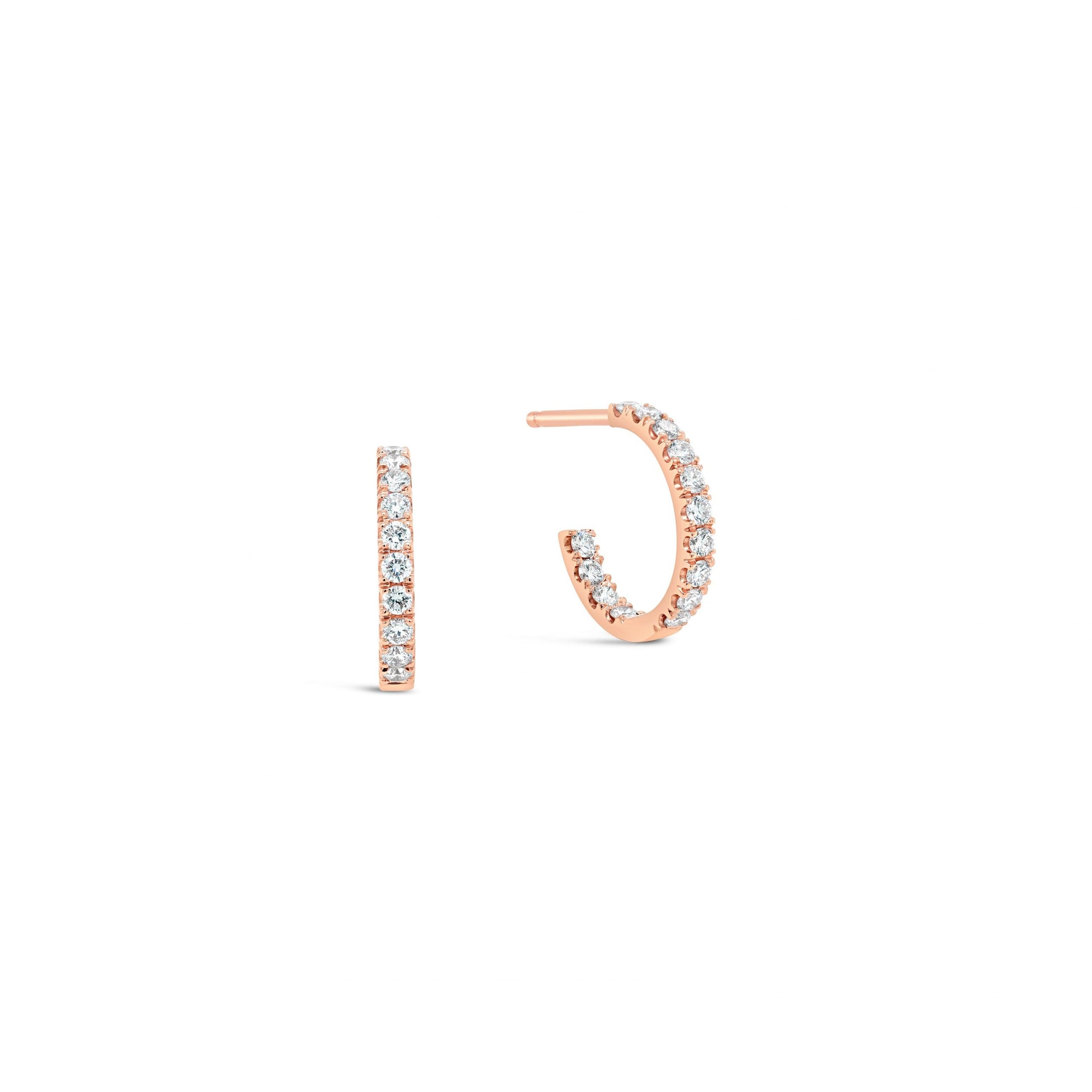 Mini Diamond Hoop Earrings 18ct Rose Gold