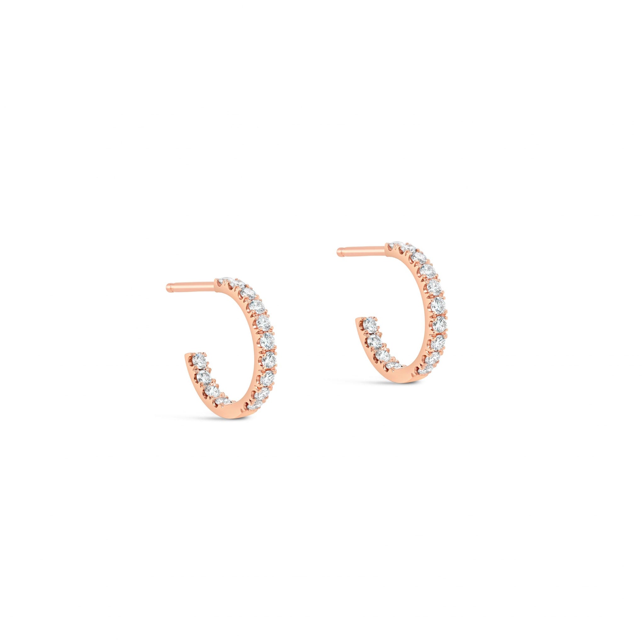 Mini Diamond Hoop Earrings 18ct Rose Gold