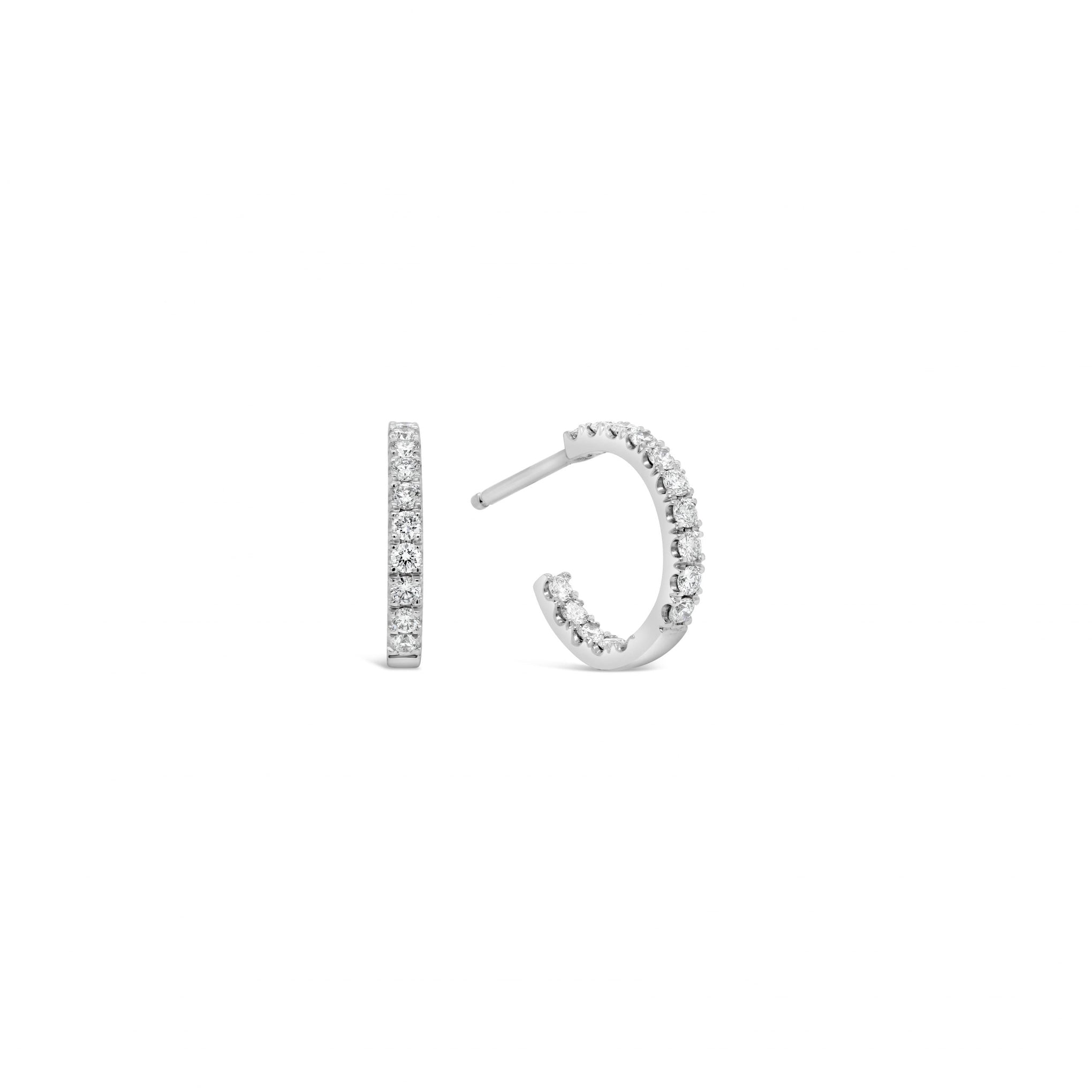 Mini Diamond Hoop Earrings 18ct White Gold