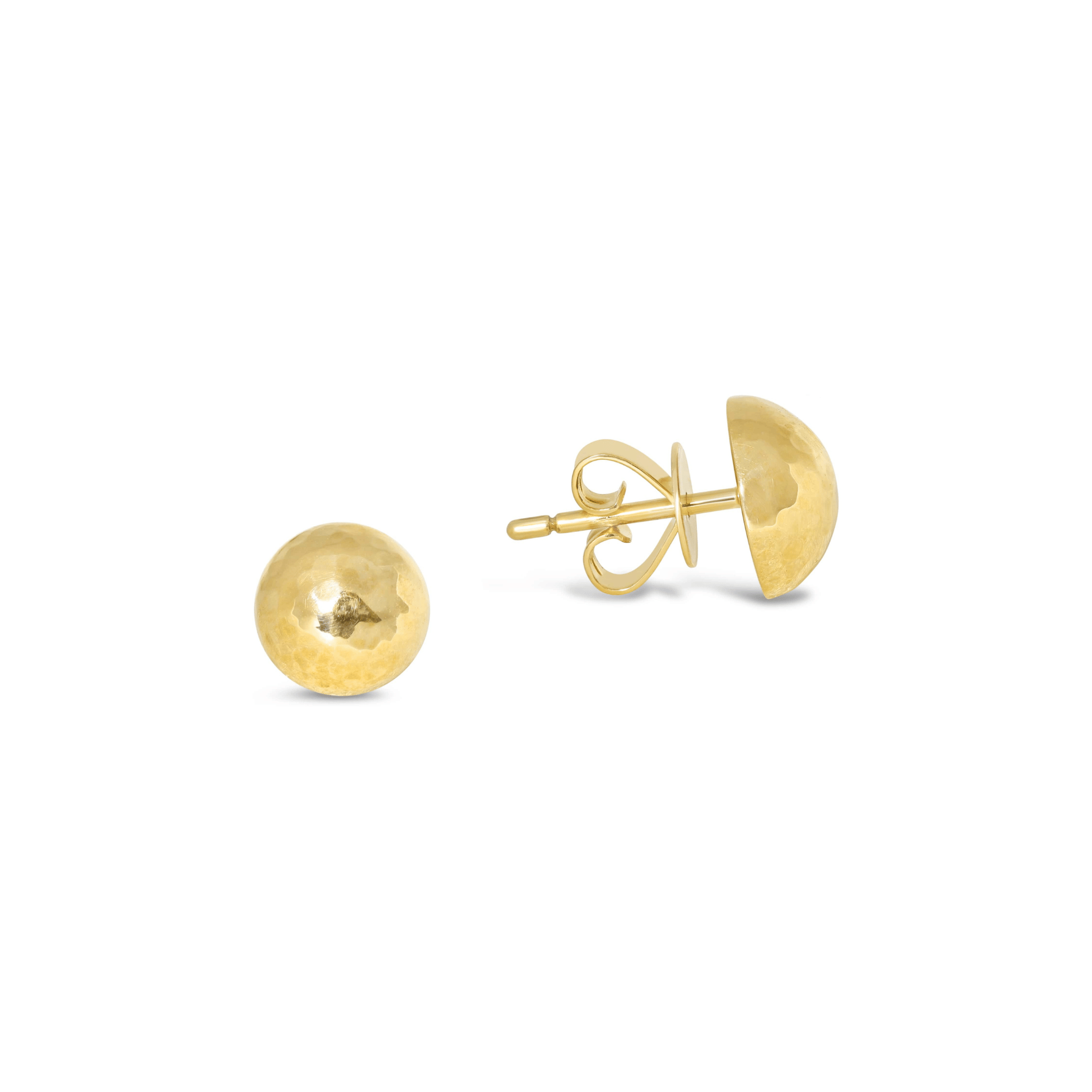 Yellow Gold Hammered Dome Earrings