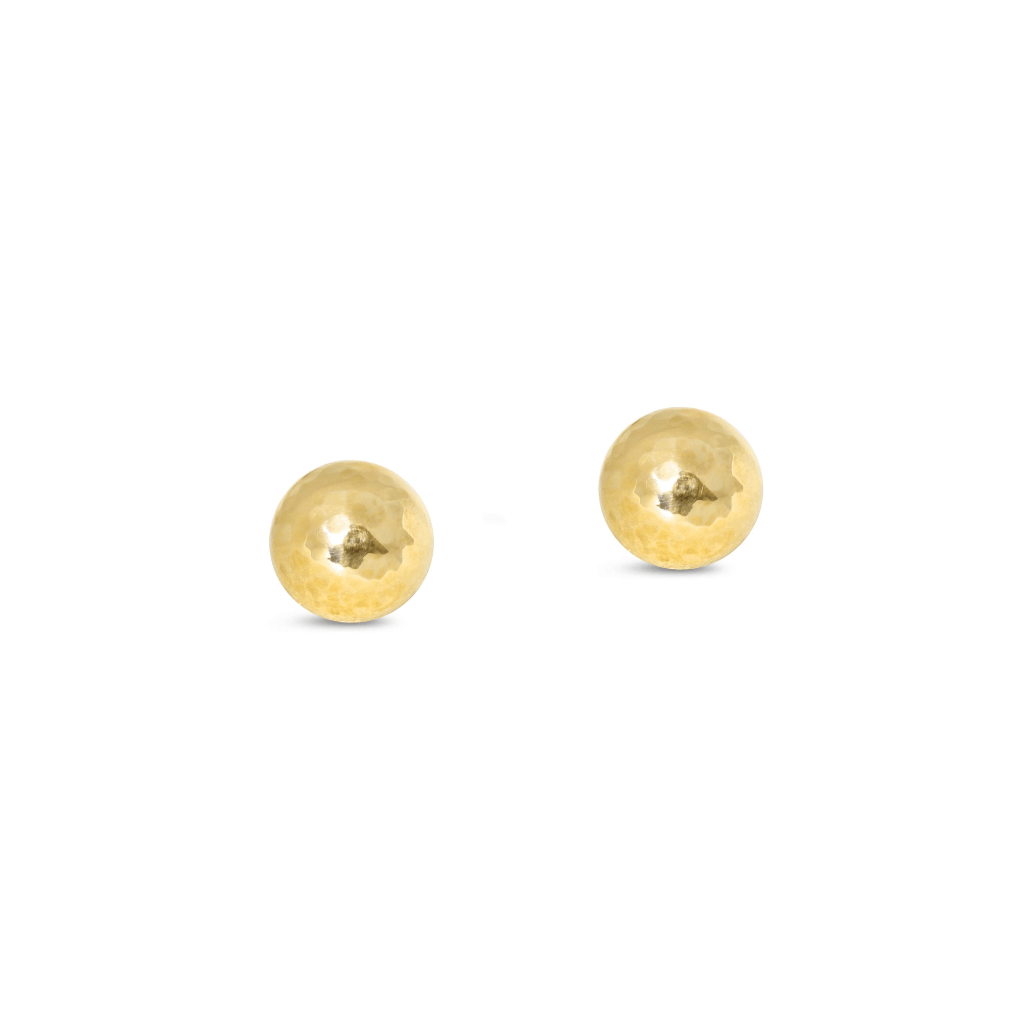 Yellow Gold Hammered Dome Earrings