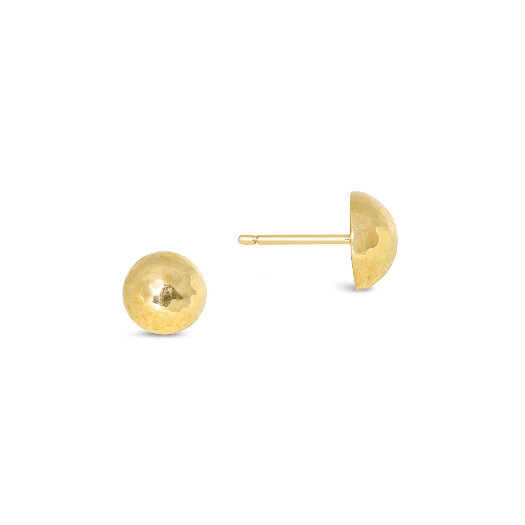 Yellow Gold Hammered Dome Earrings