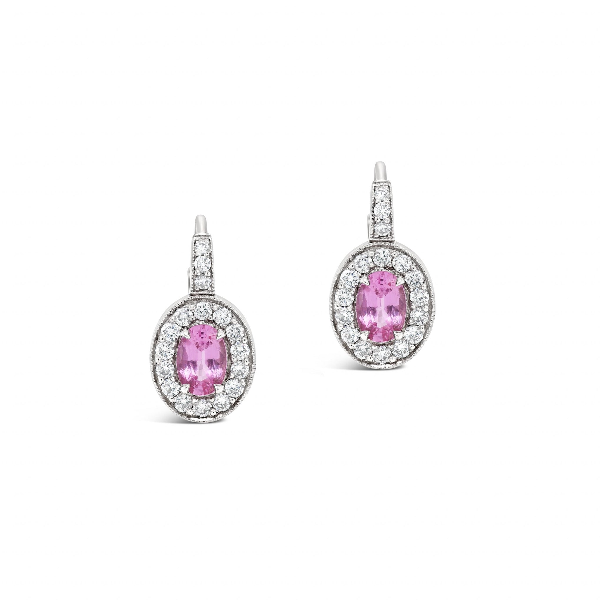 Pink Sapphire & Diamond Earrings