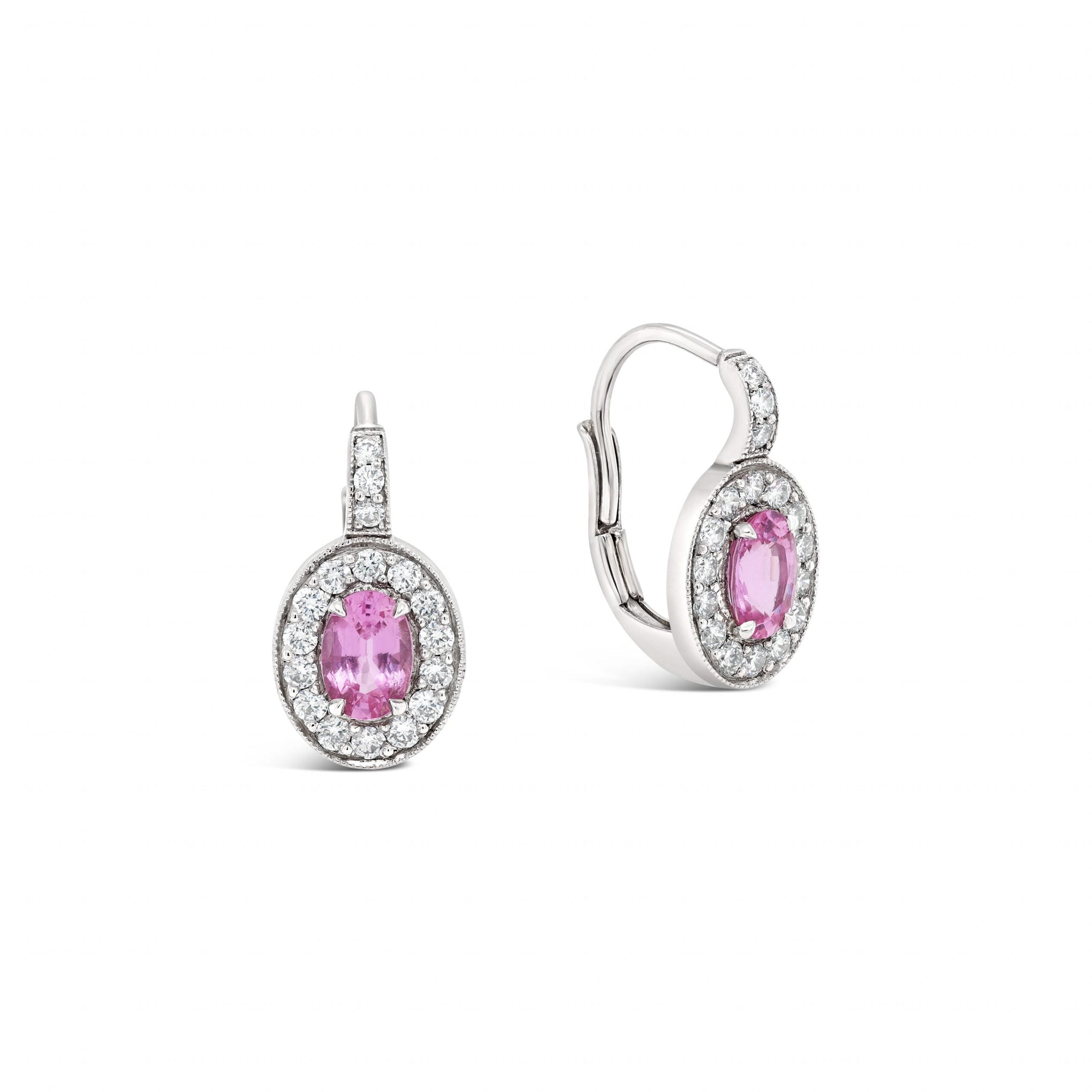 Pink Sapphire & Diamond Earrings