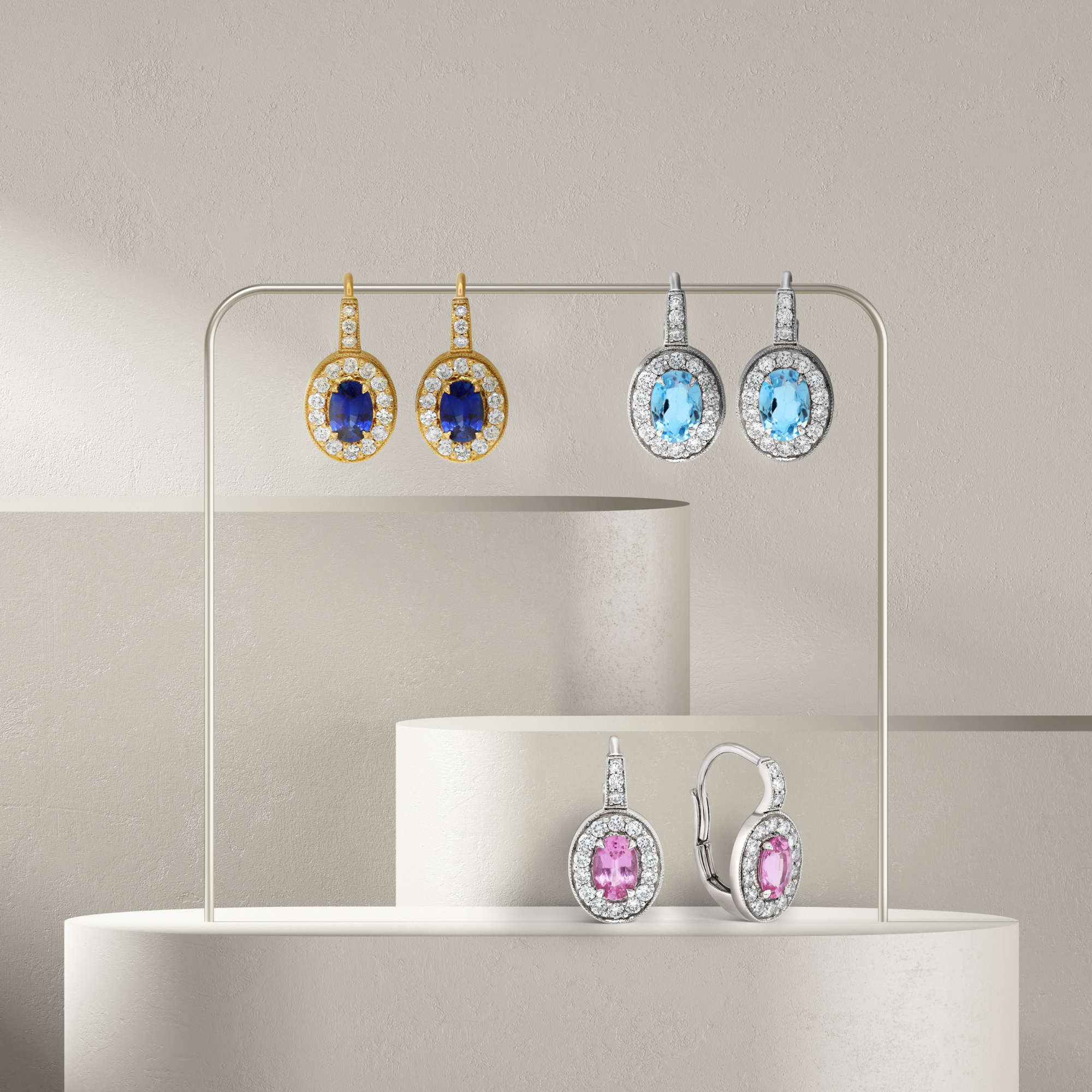 Pink Sapphire & Diamond Toddy Earrings