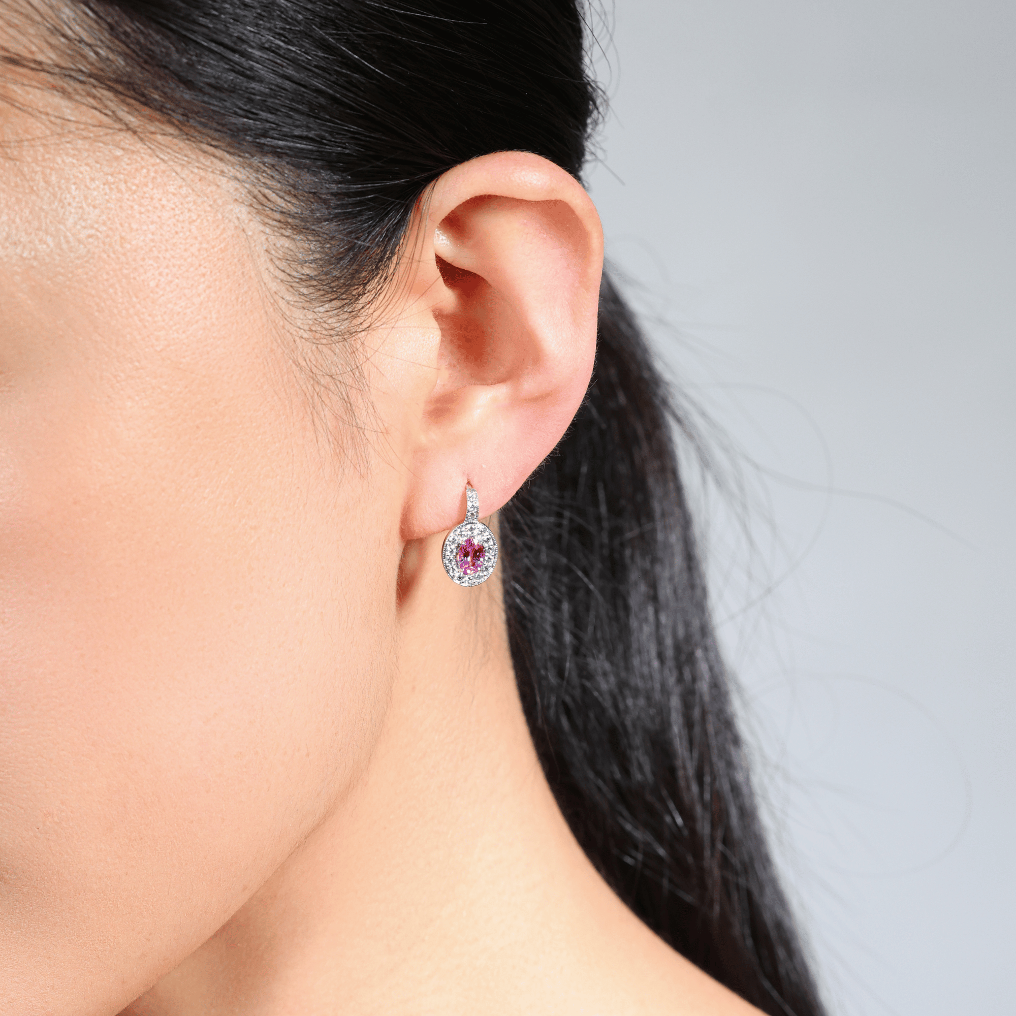 Pink Sapphire & Diamond Toddy Earrings