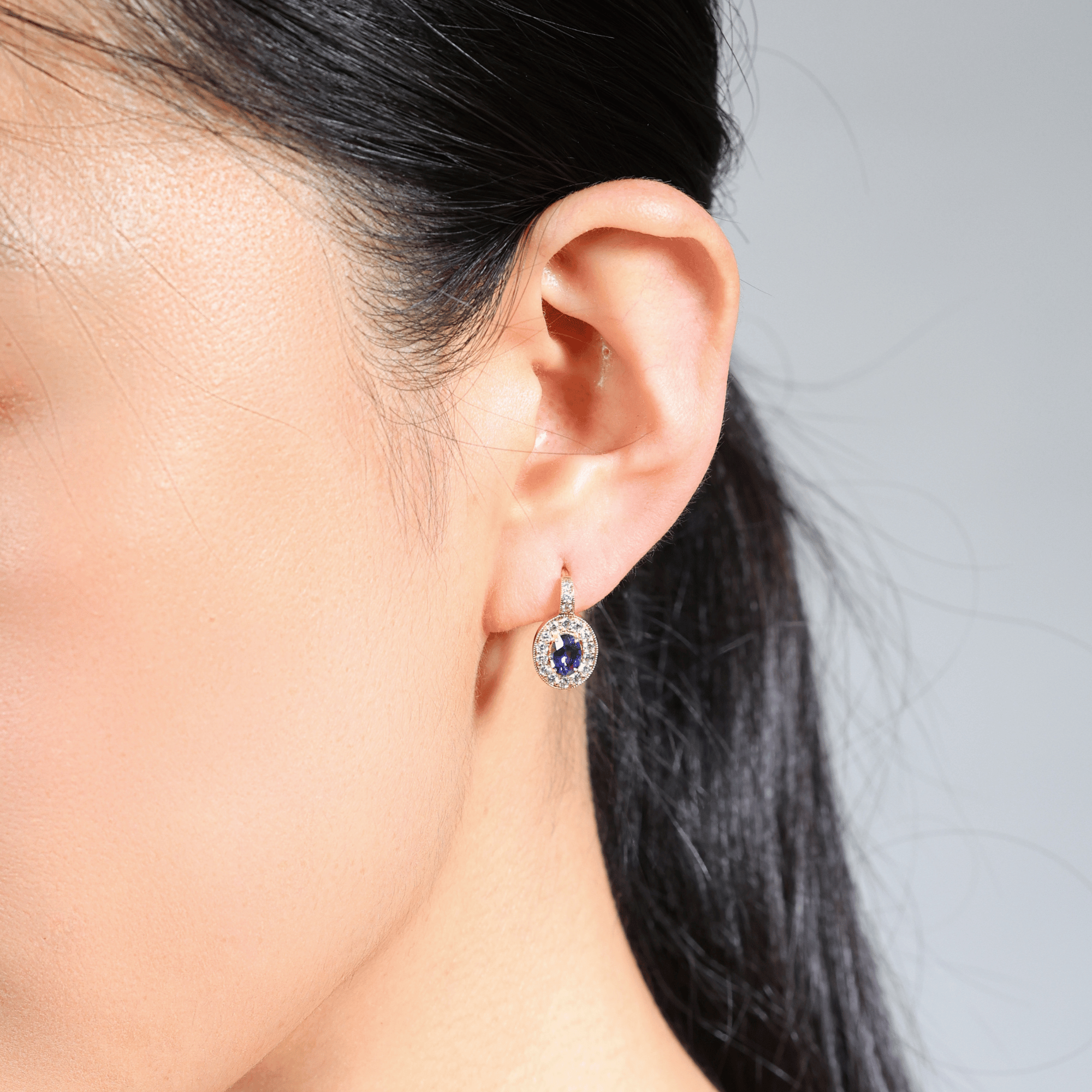 Ceylon Blue Sapphire & Diamond Toddy Earrings