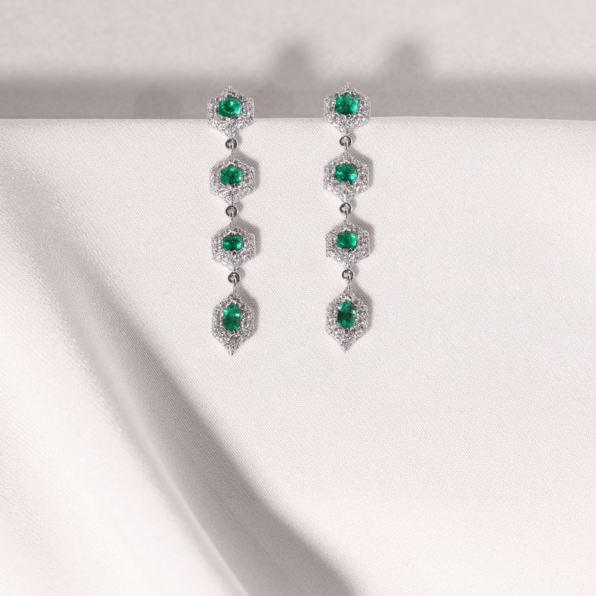 Emerald & Diamond Drop Earrings