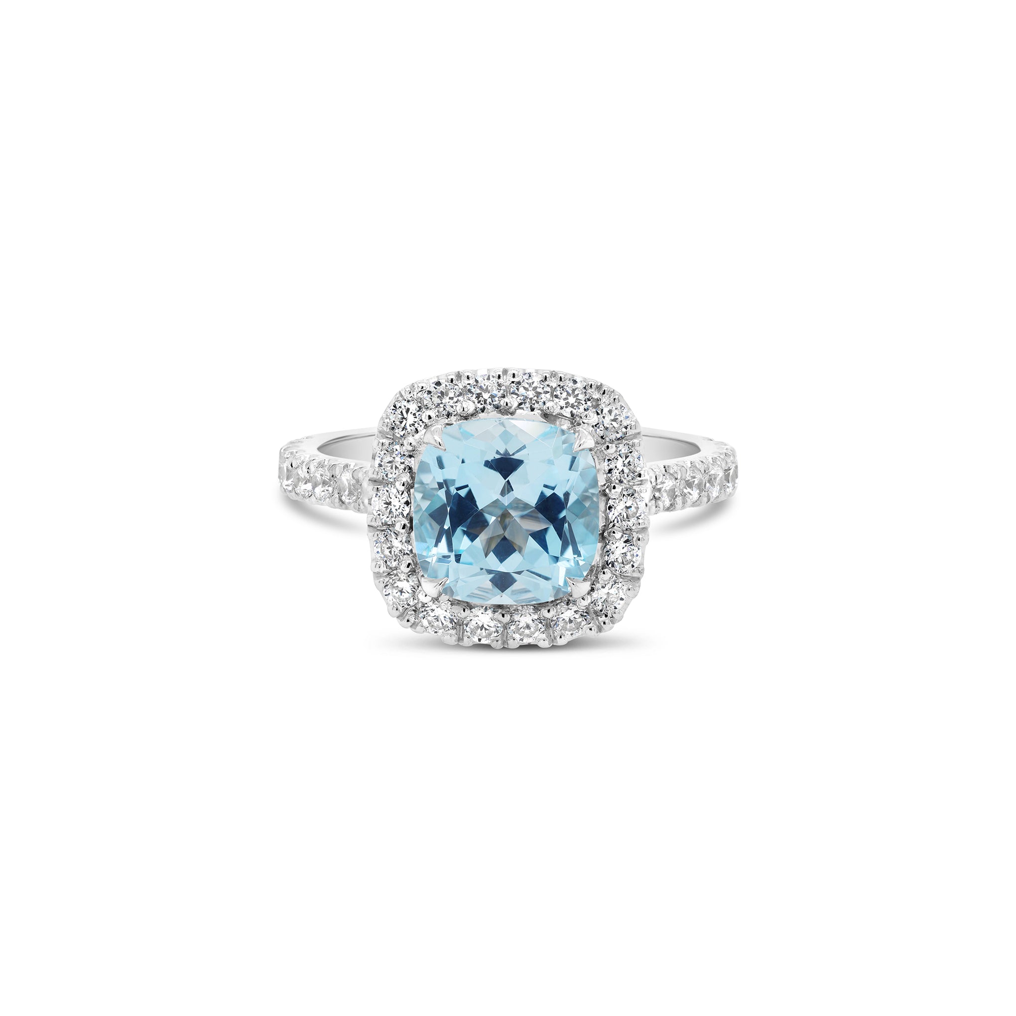 Everlasting Topaz Diamond Halo Ring 18ct White Gold