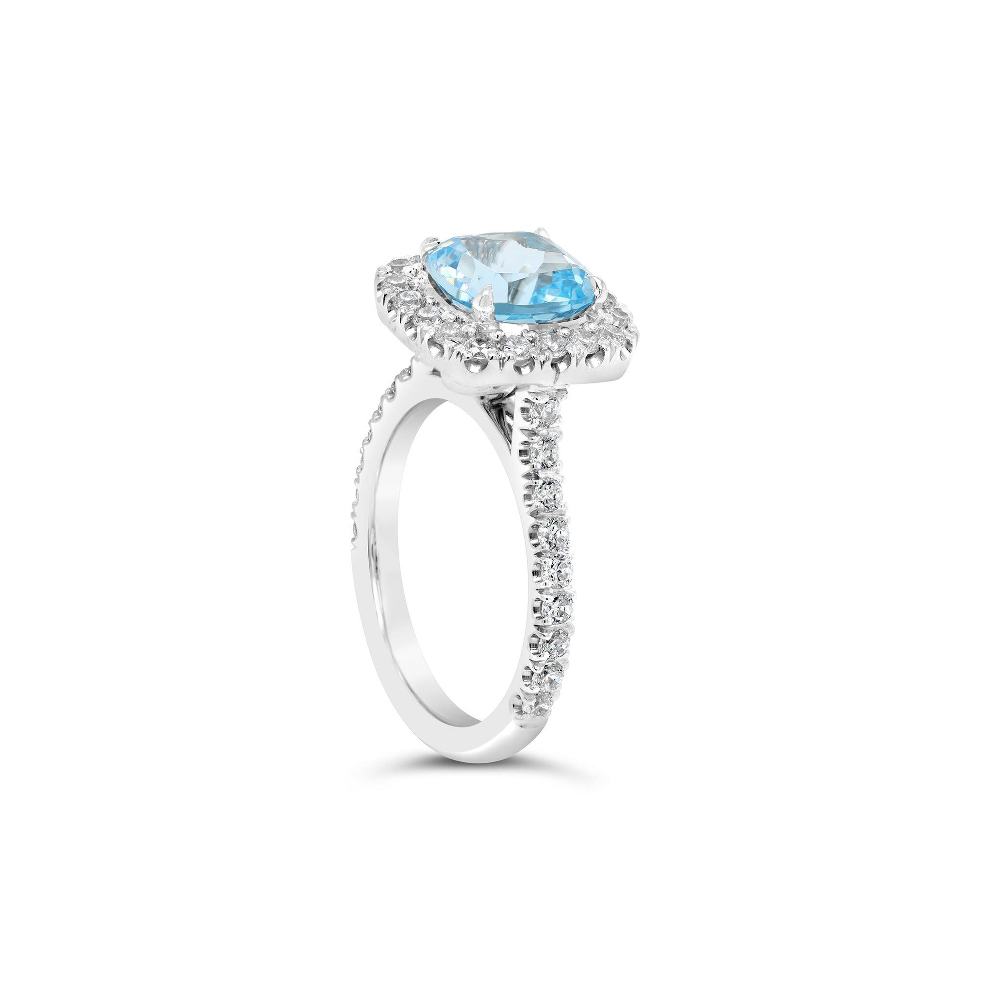 Everlasting Topaz Diamond Halo Ring 18ct White Gold