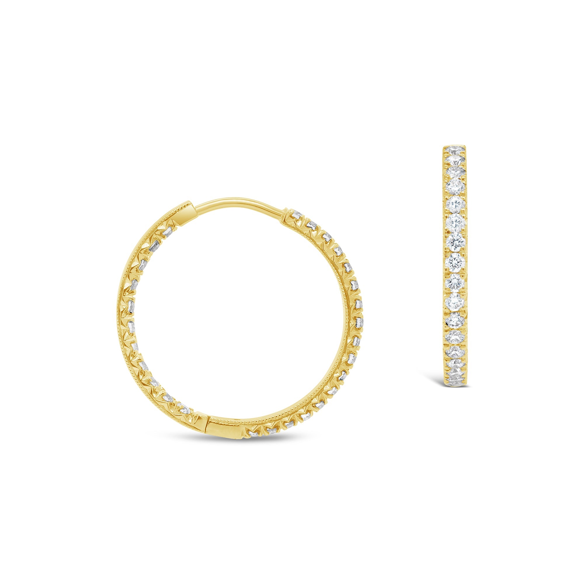 Diamond Hoop Earrings 18ct Yellow Gold