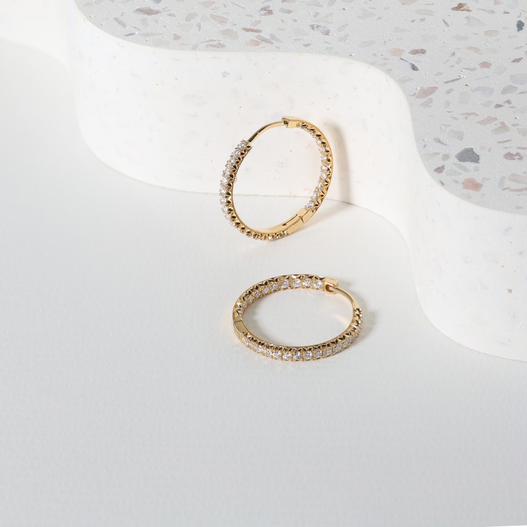 Diamond Hoop Earrings 18ct Yellow Gold