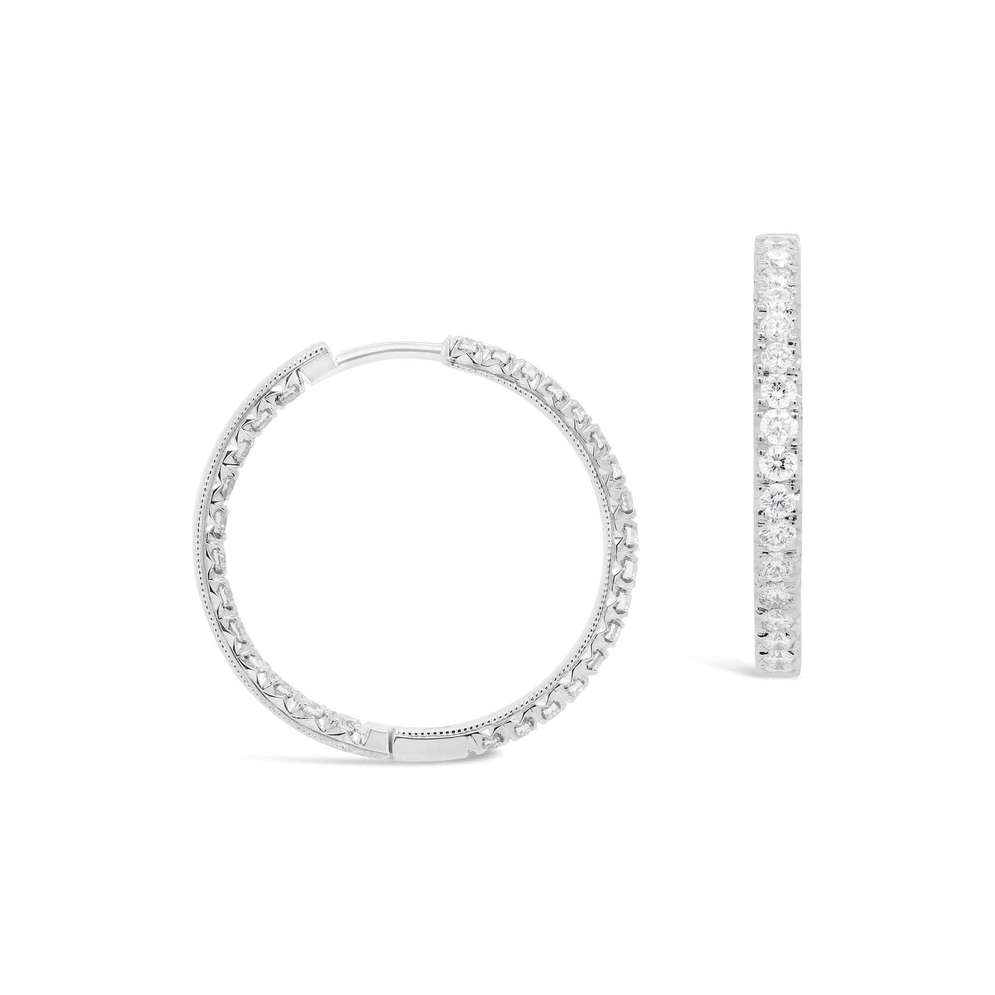 Diamond Hoop Earrings 18ct White Gold