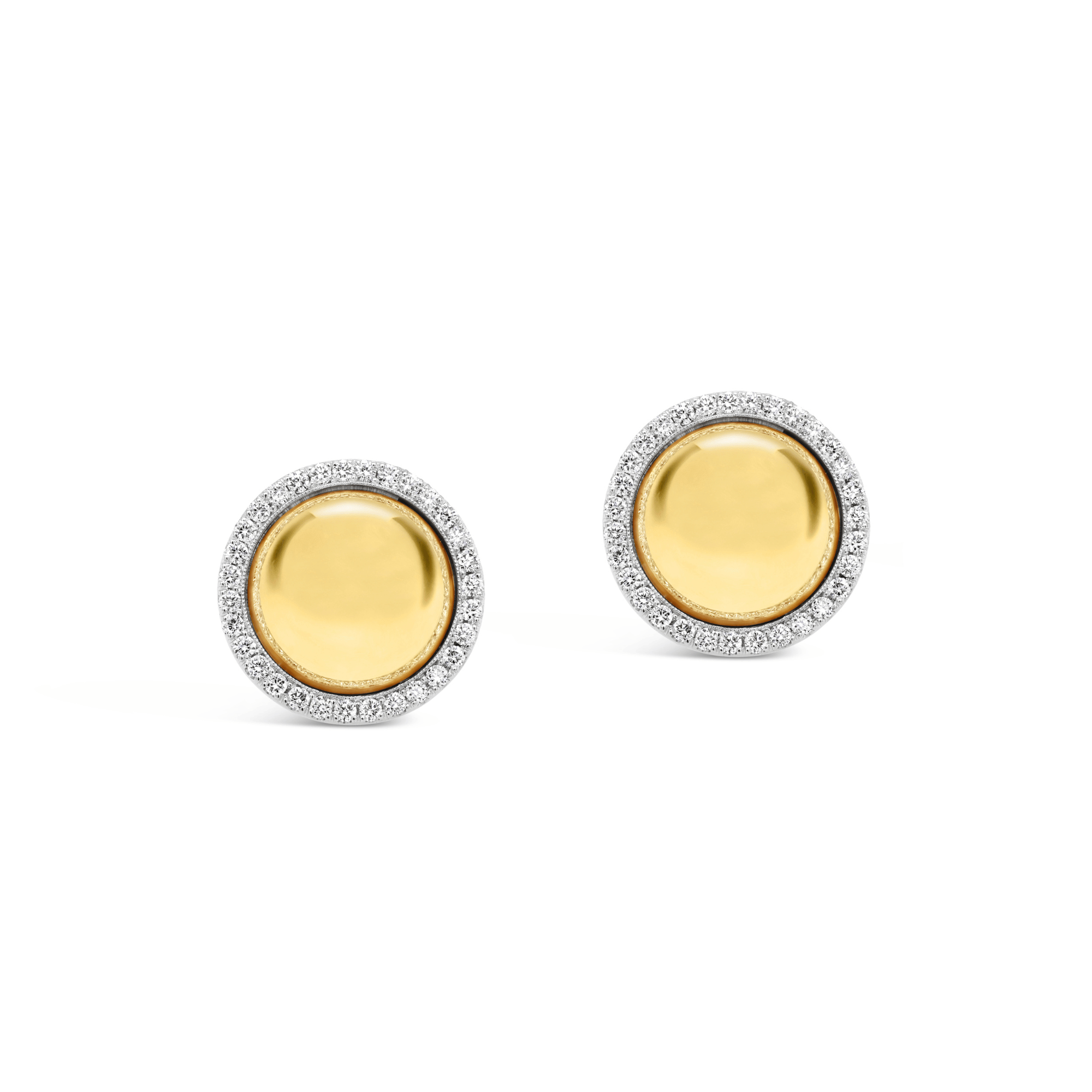 Yellow Gold Dome & Diamond Earrings