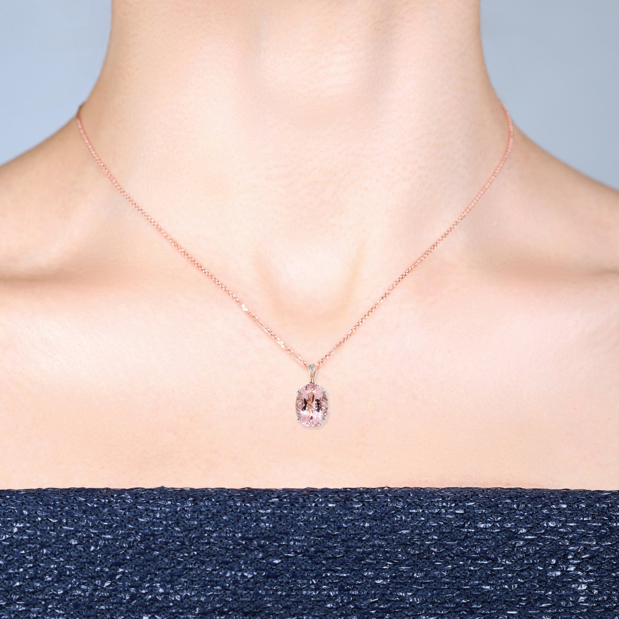Pink Morganite, Pink Sapphire & Diamond Filigree Detail Necklace