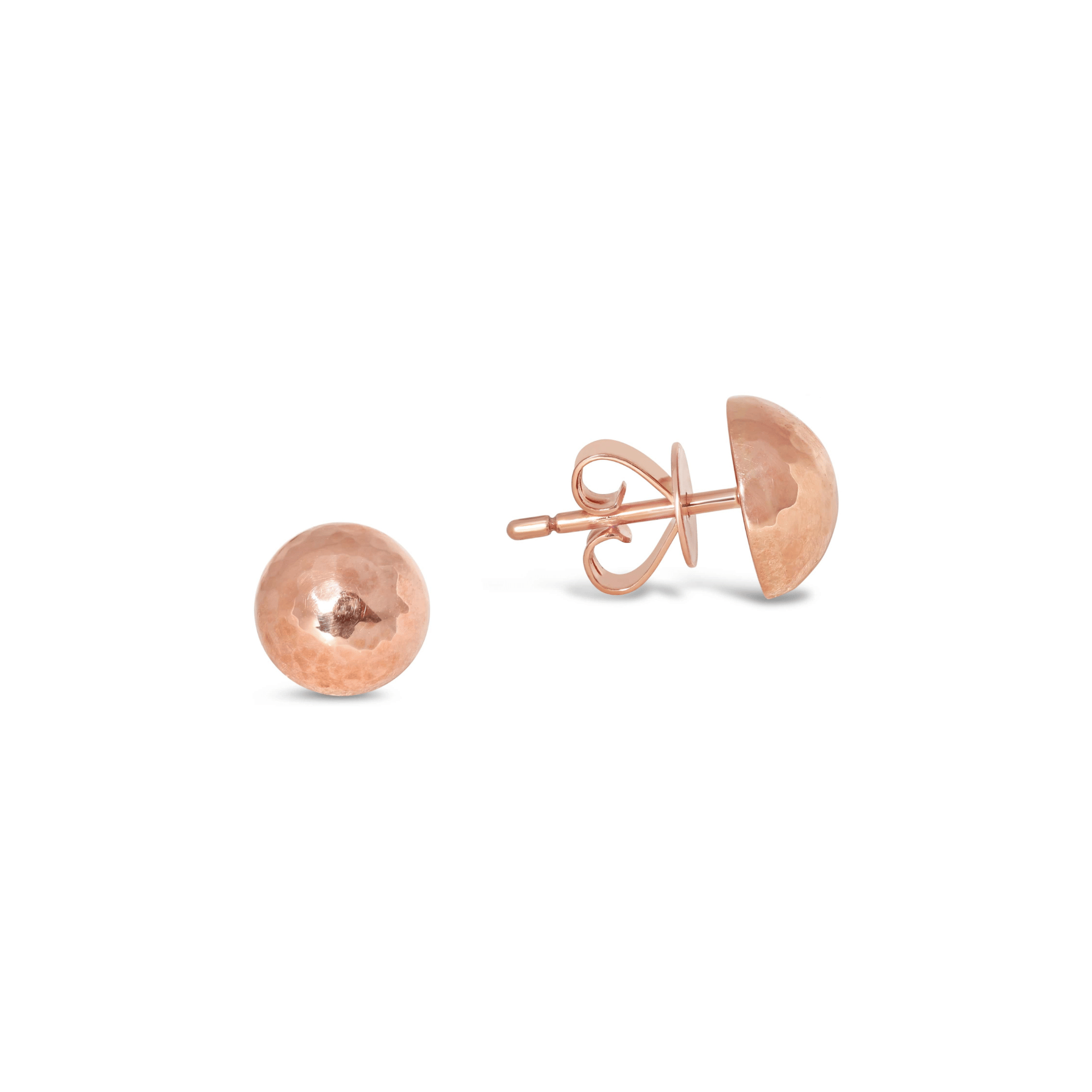 Rose Gold Hammered Dome Earrings