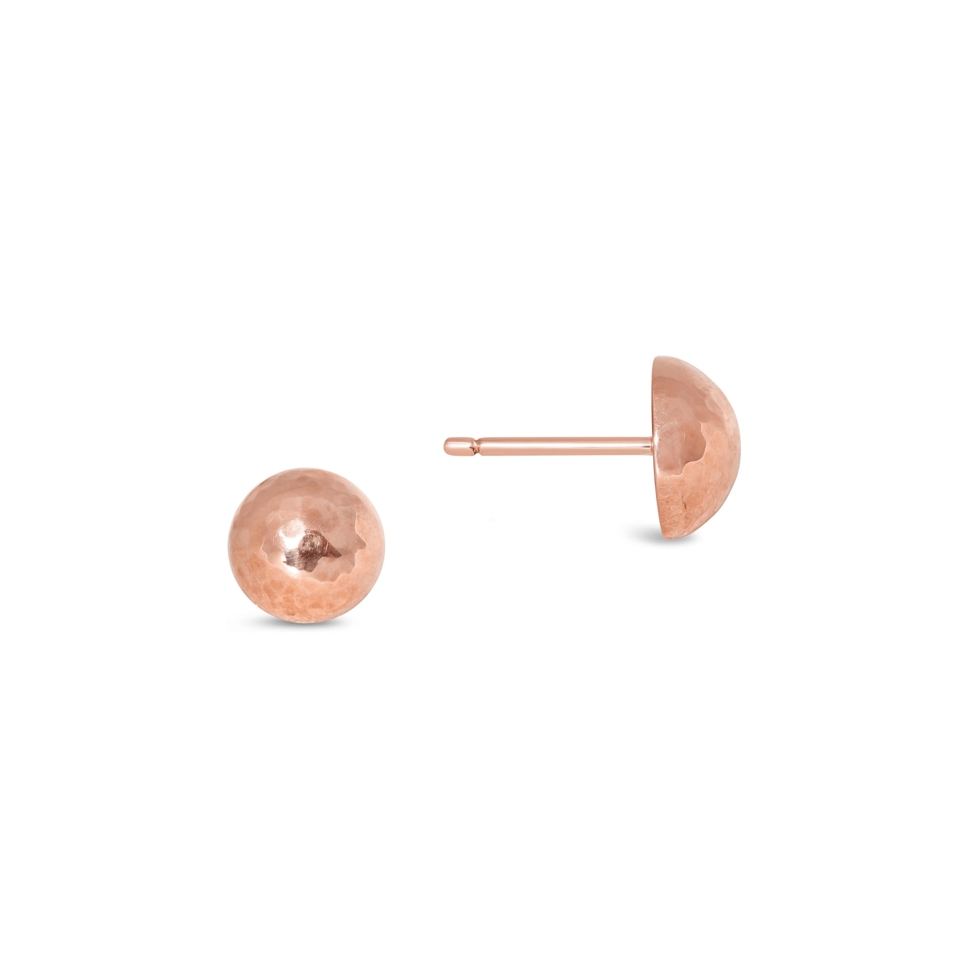 Rose Gold Hammered Dome Earrings