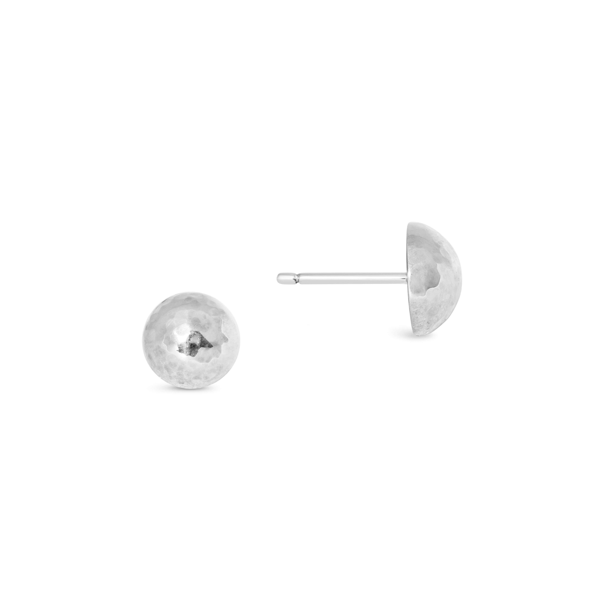 Aurelia Hammered Dome Earrings - 18ct White Gold