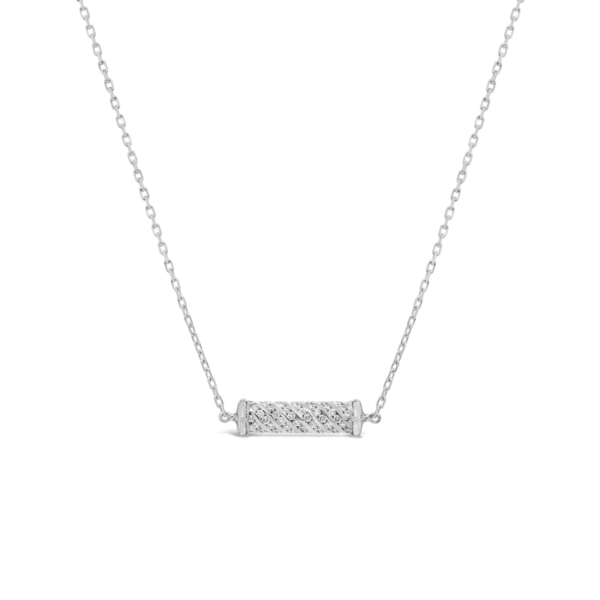 White gold and round brilliant cut diamond necklace