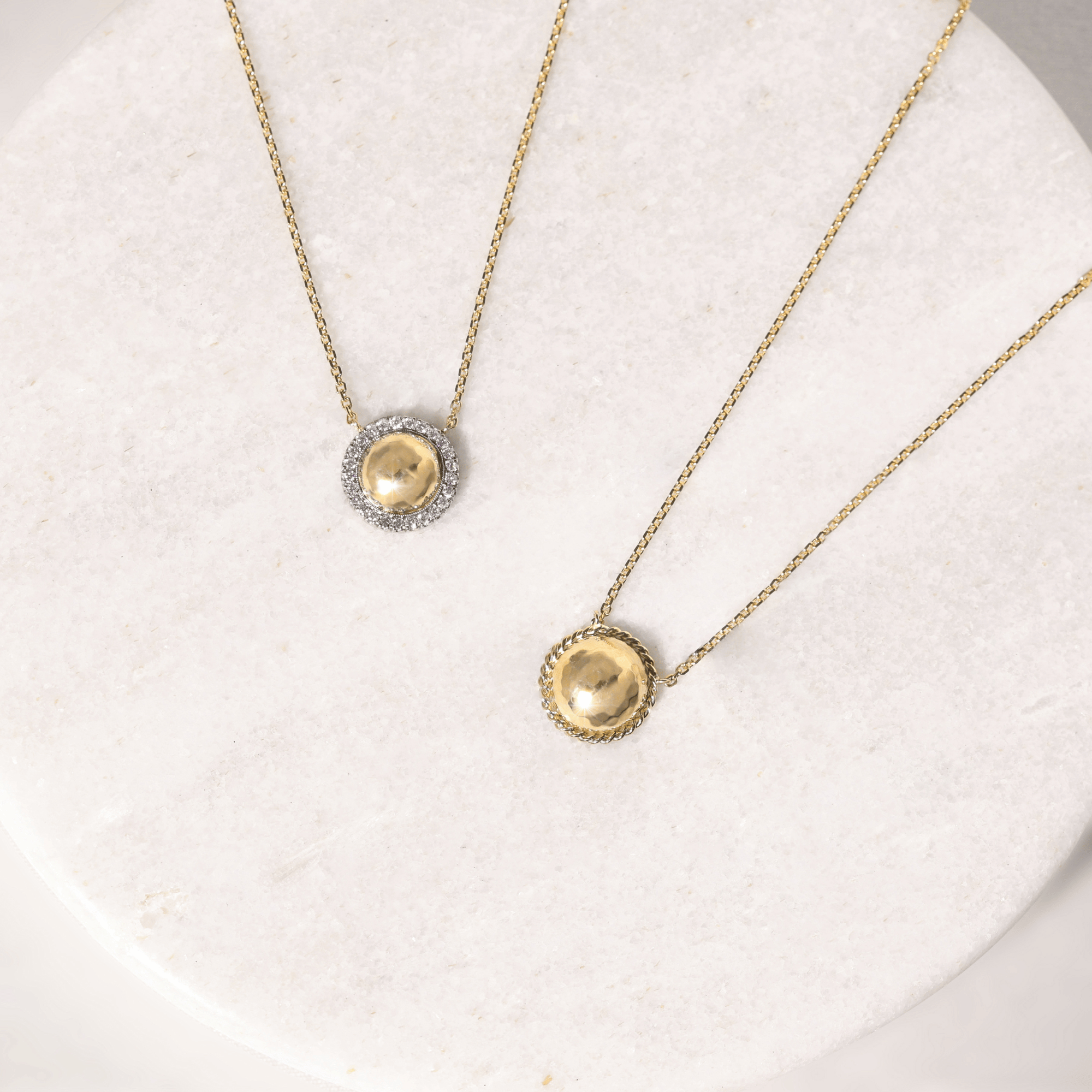 Aurelia Hammered Dome & Twist Necklace - 18ct Yellow Gold