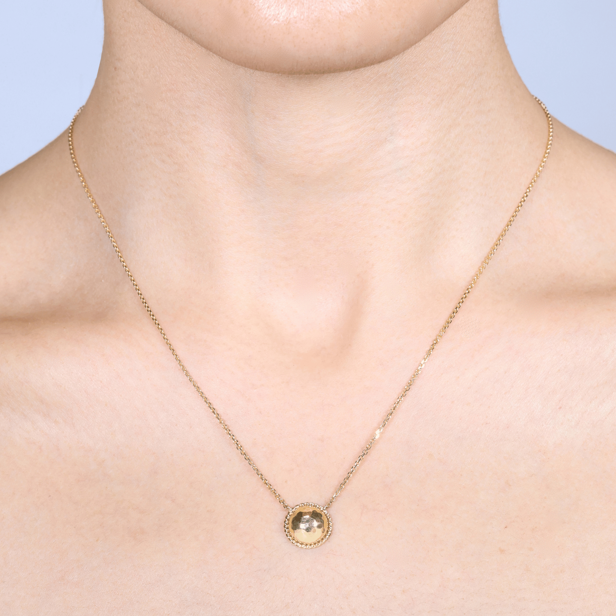 Aurelia Hammered Dome & Twist Necklace - 18ct Yellow Gold