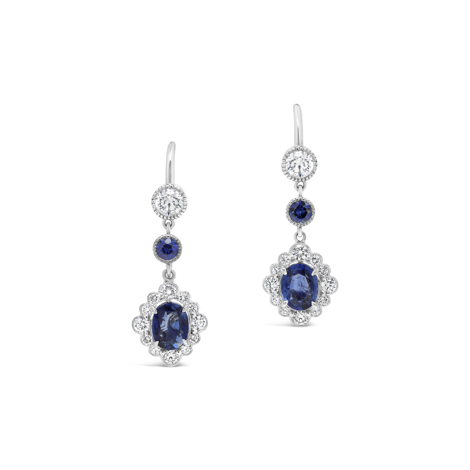 Sapphire diamond drop earrings deals