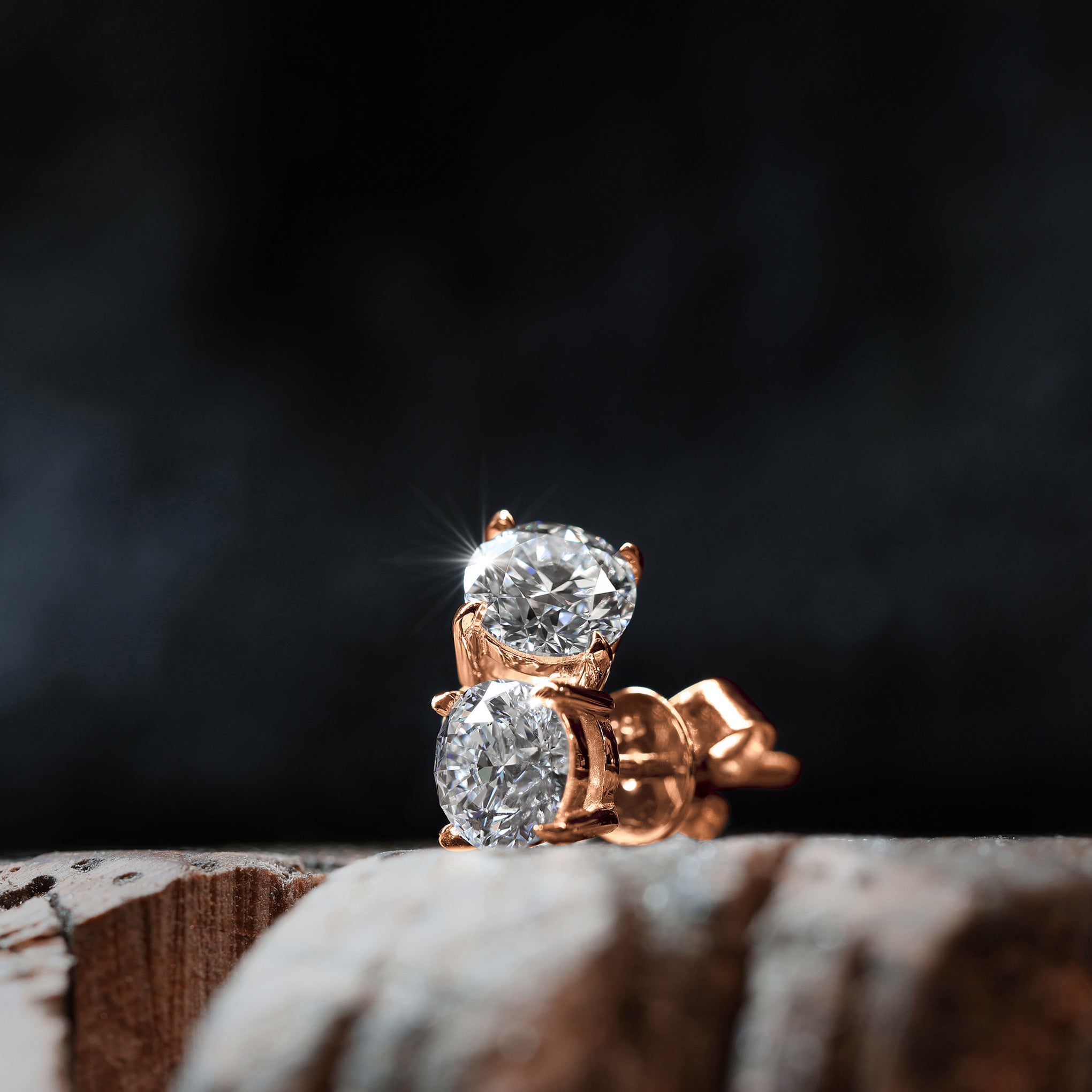 Natural Diamond Stud Earrings 18ct Rose Gold