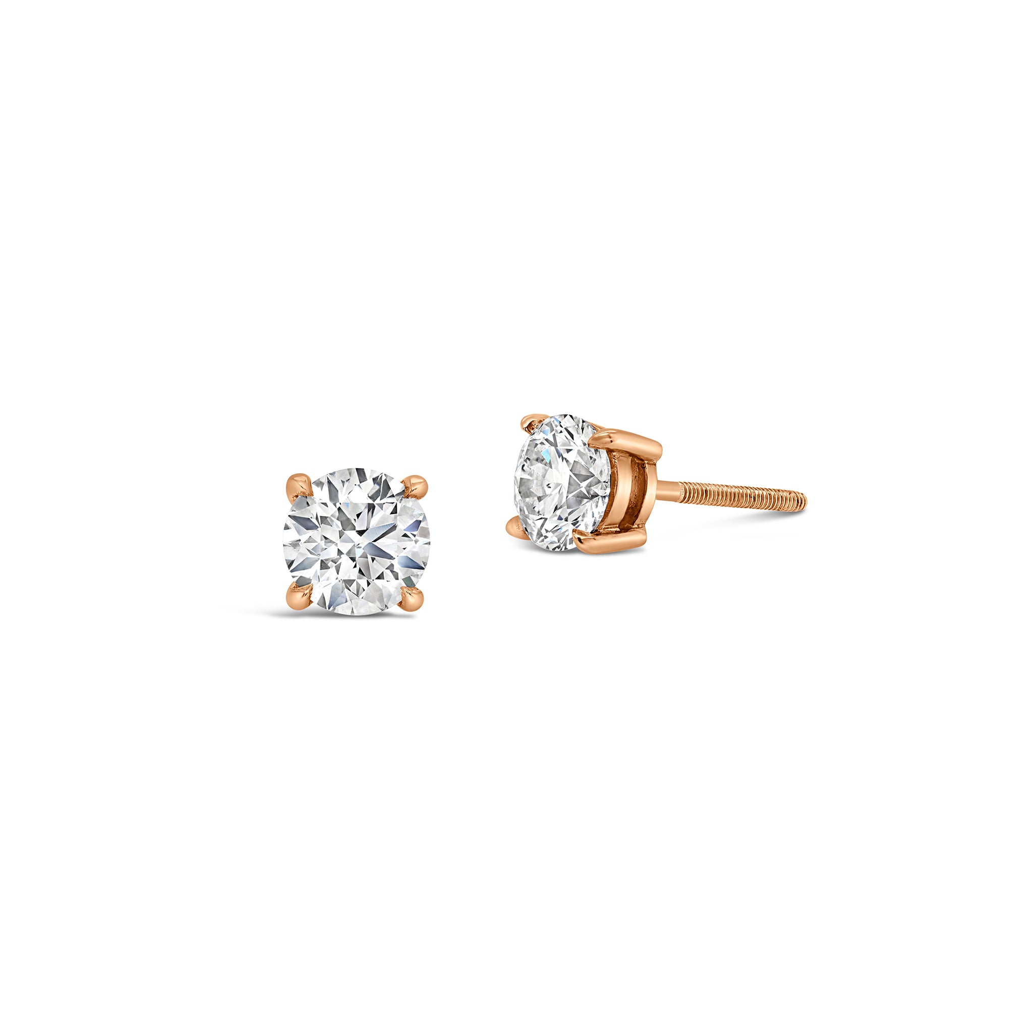 Natural Diamond Stud Earrings 18ct Rose Gold