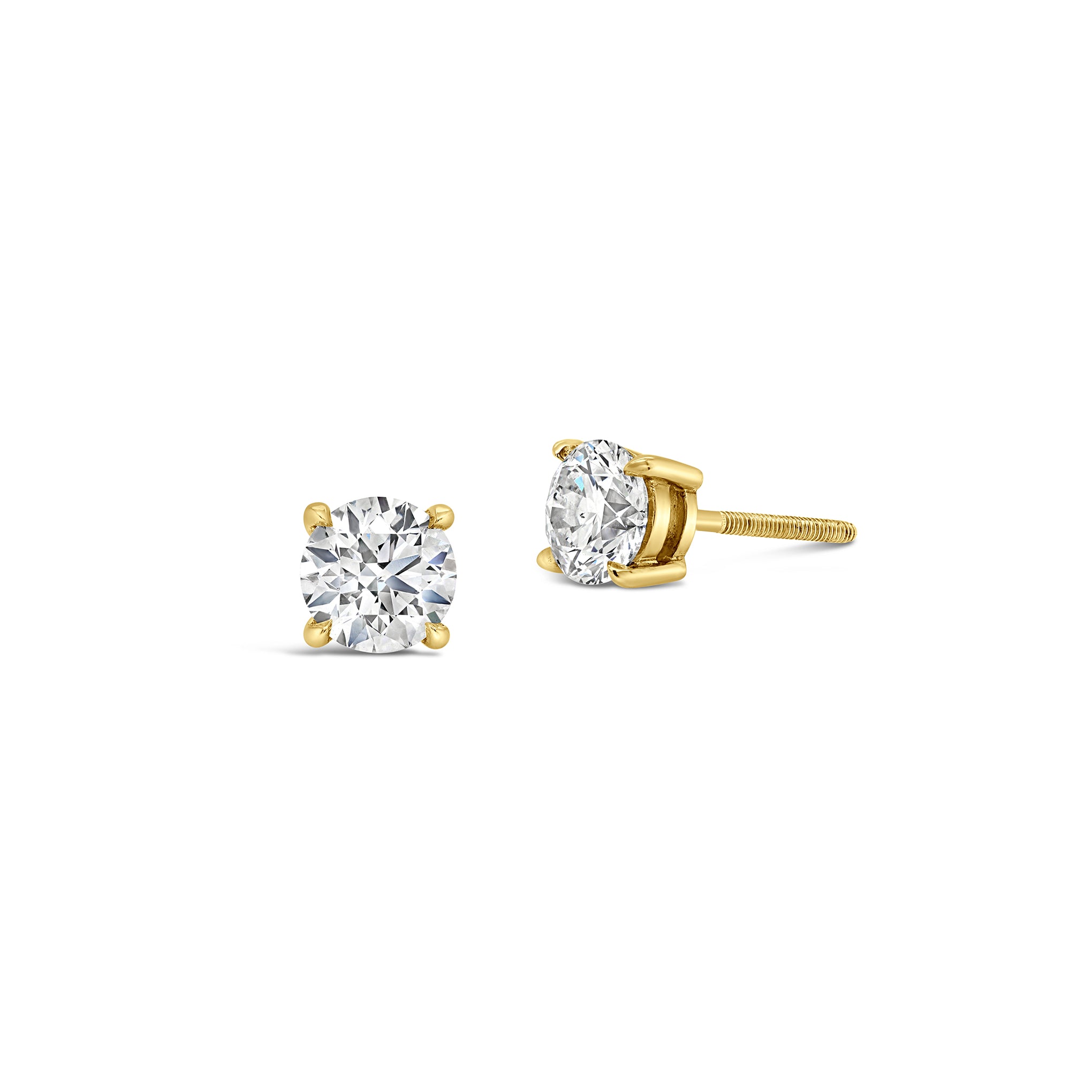 Natural Diamond Stud Earrings 18ct Yellow Gold