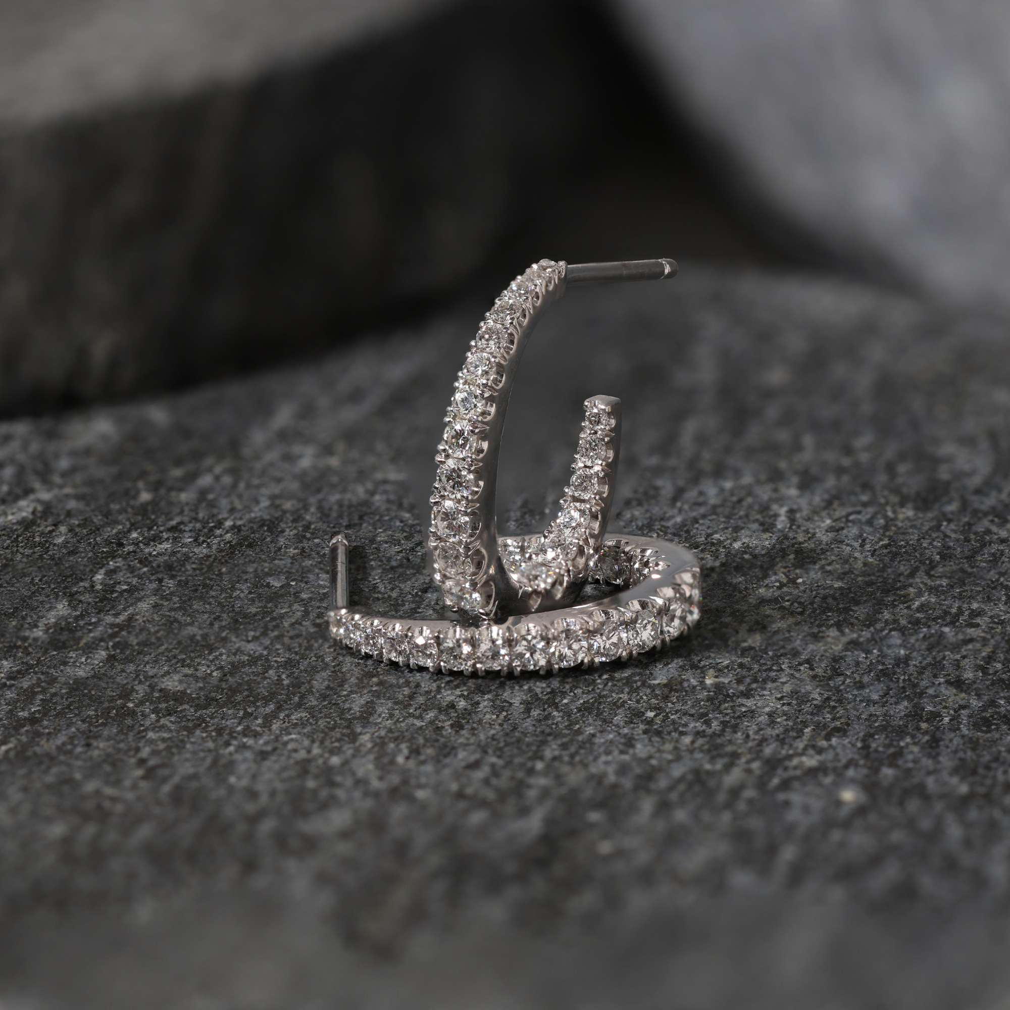 Aurelia Tapered Diamond Oval Hoop Earrings - 18ct White Gold