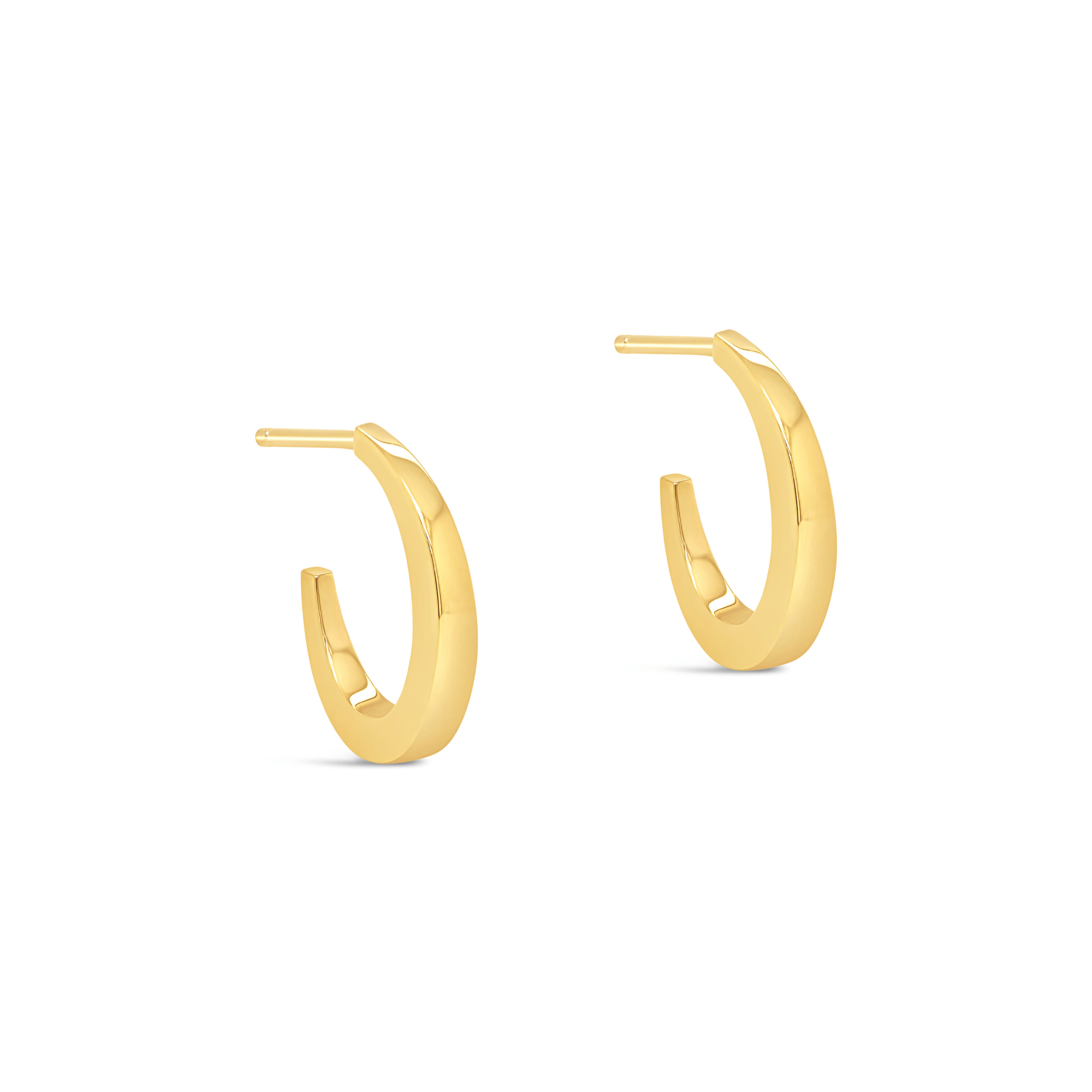 Tapered Hoop Earrings Yellow Gold