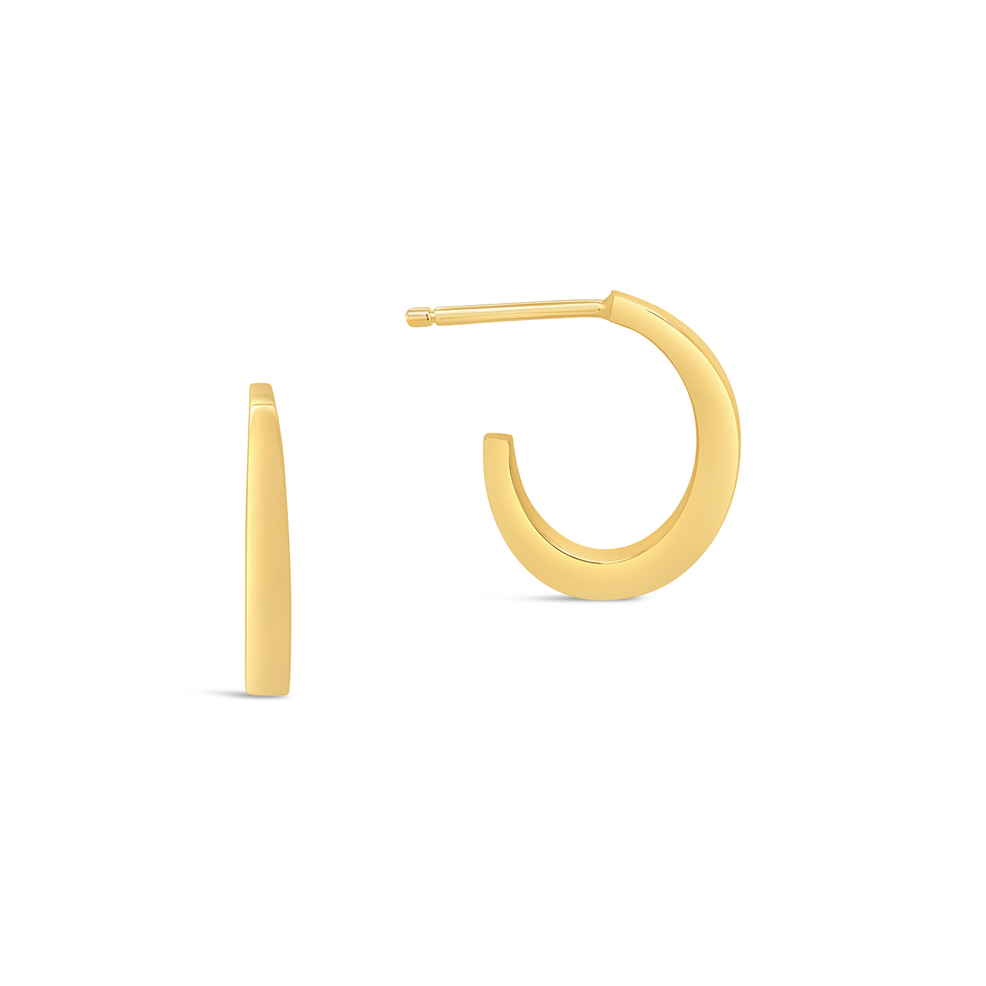 Tapered Hoop Earrings Yellow Gold