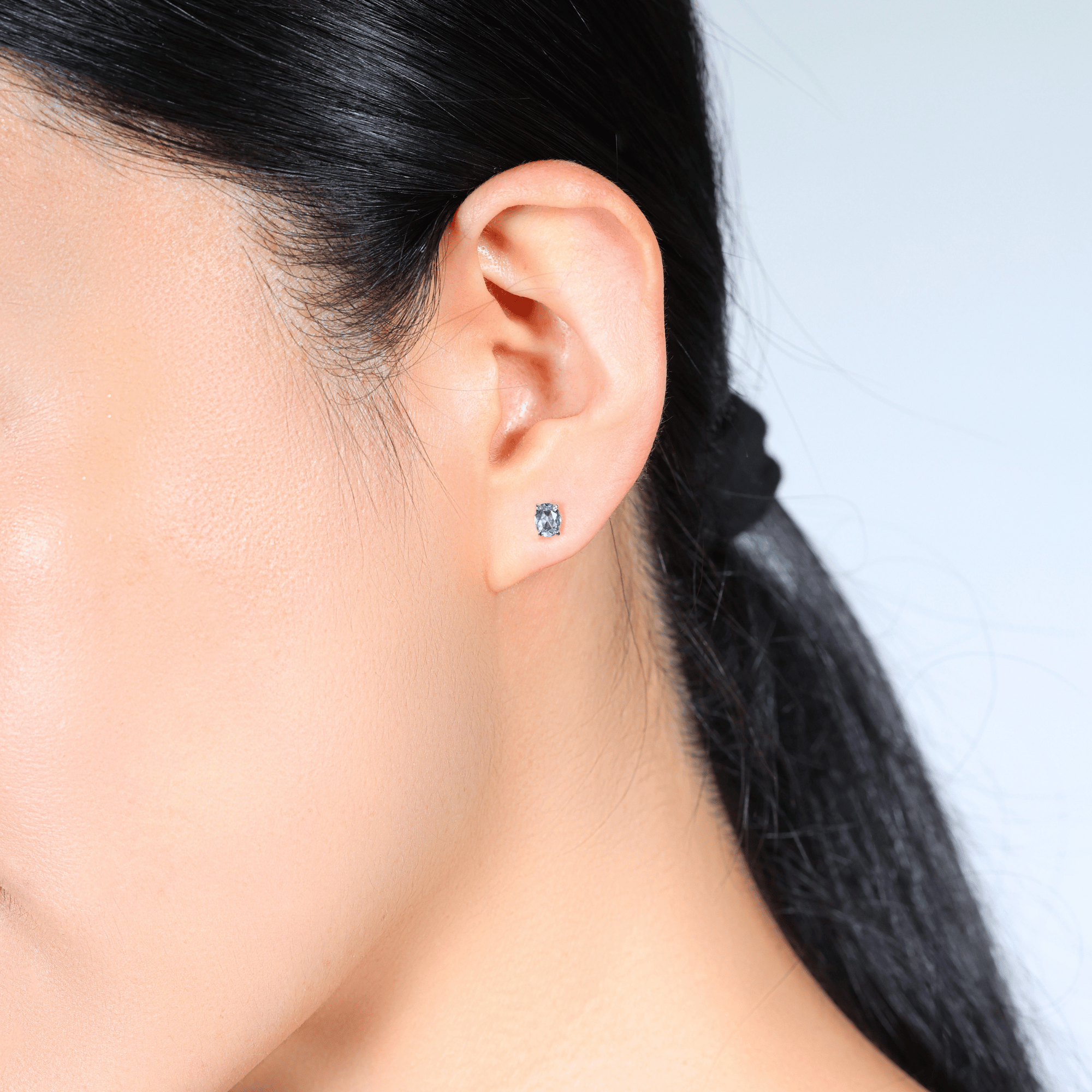Indra Mixed Cut Earring - Oval-Cut Aquamarine