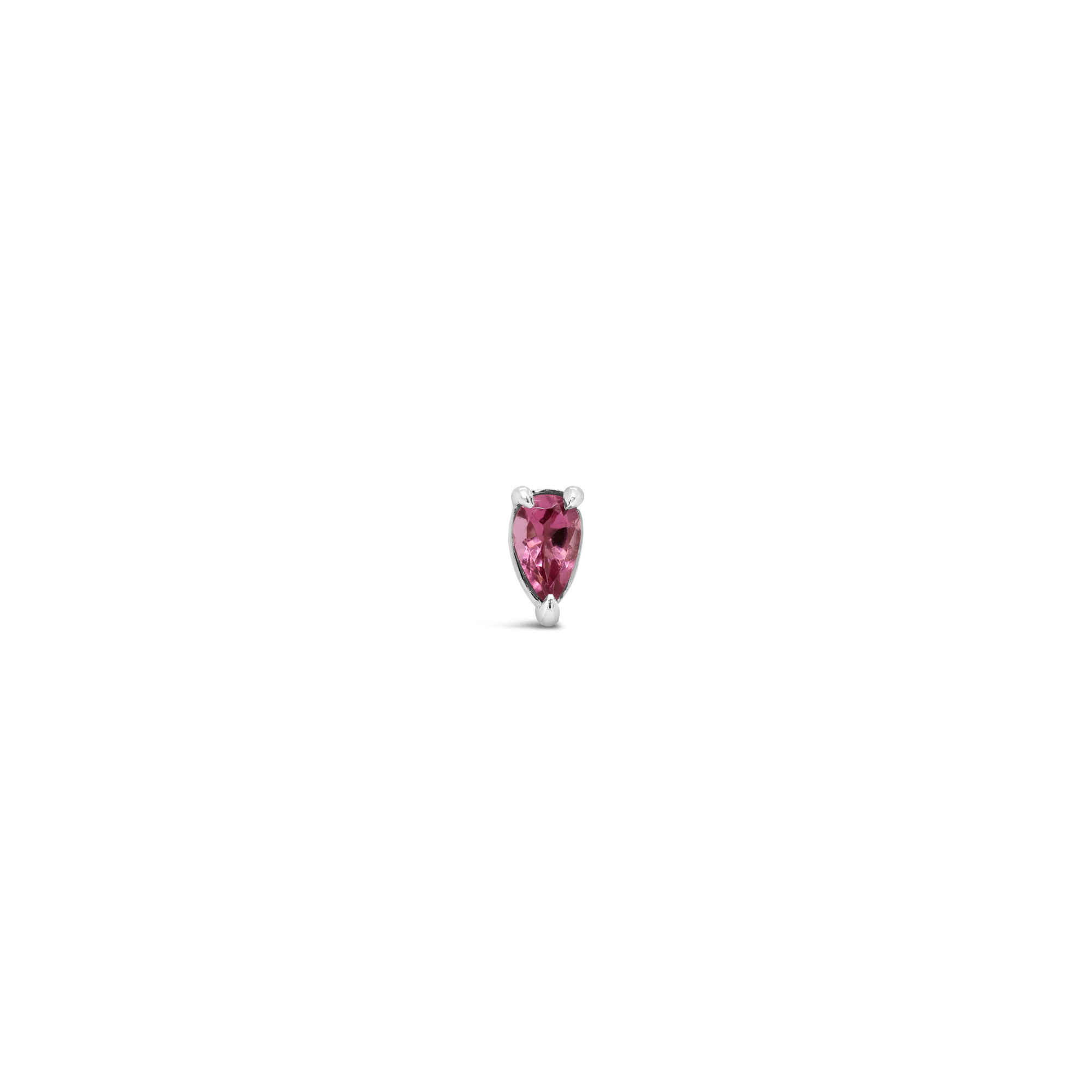 Pear cut pink tourmaline single earring