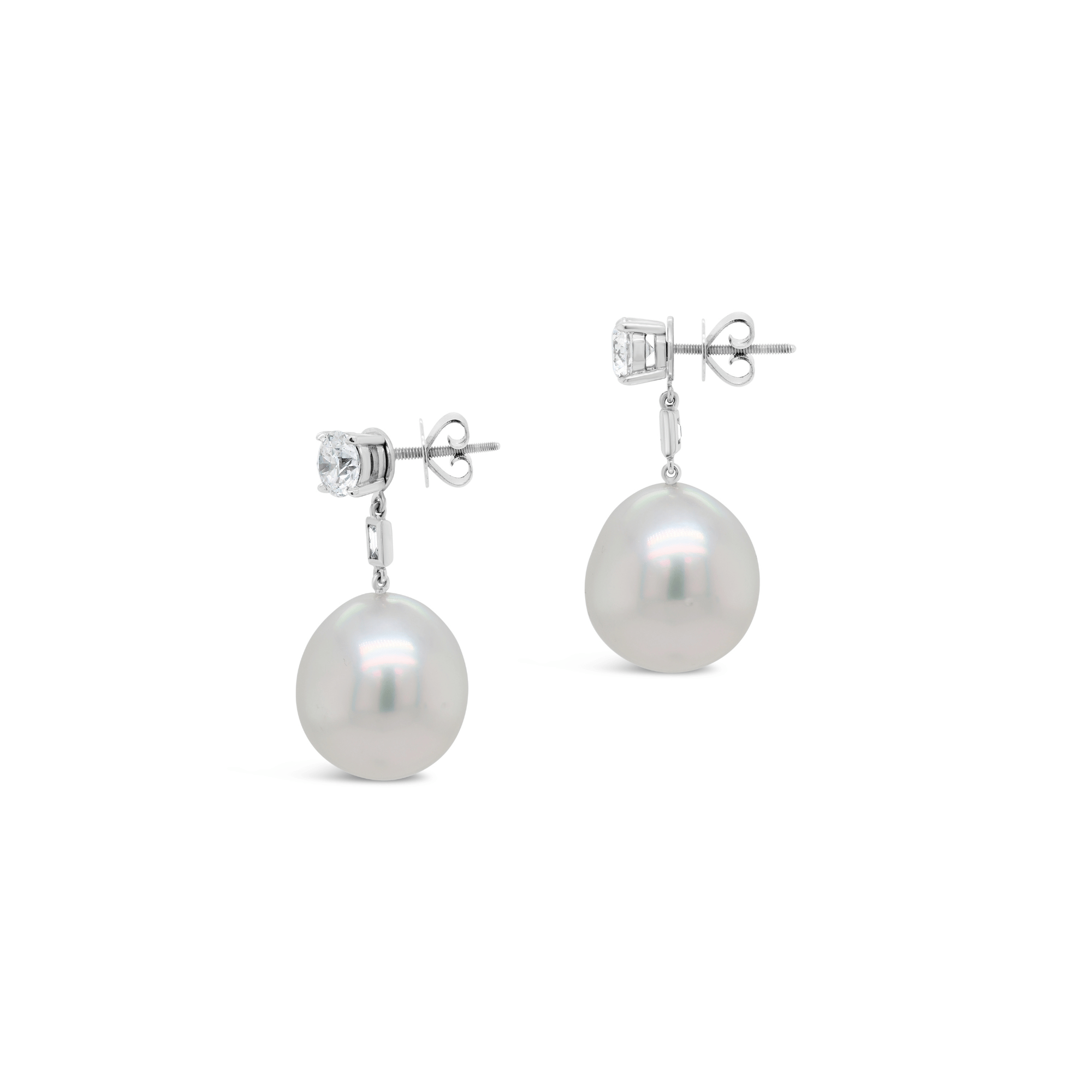 Diamond and Pearl Drop Earrings