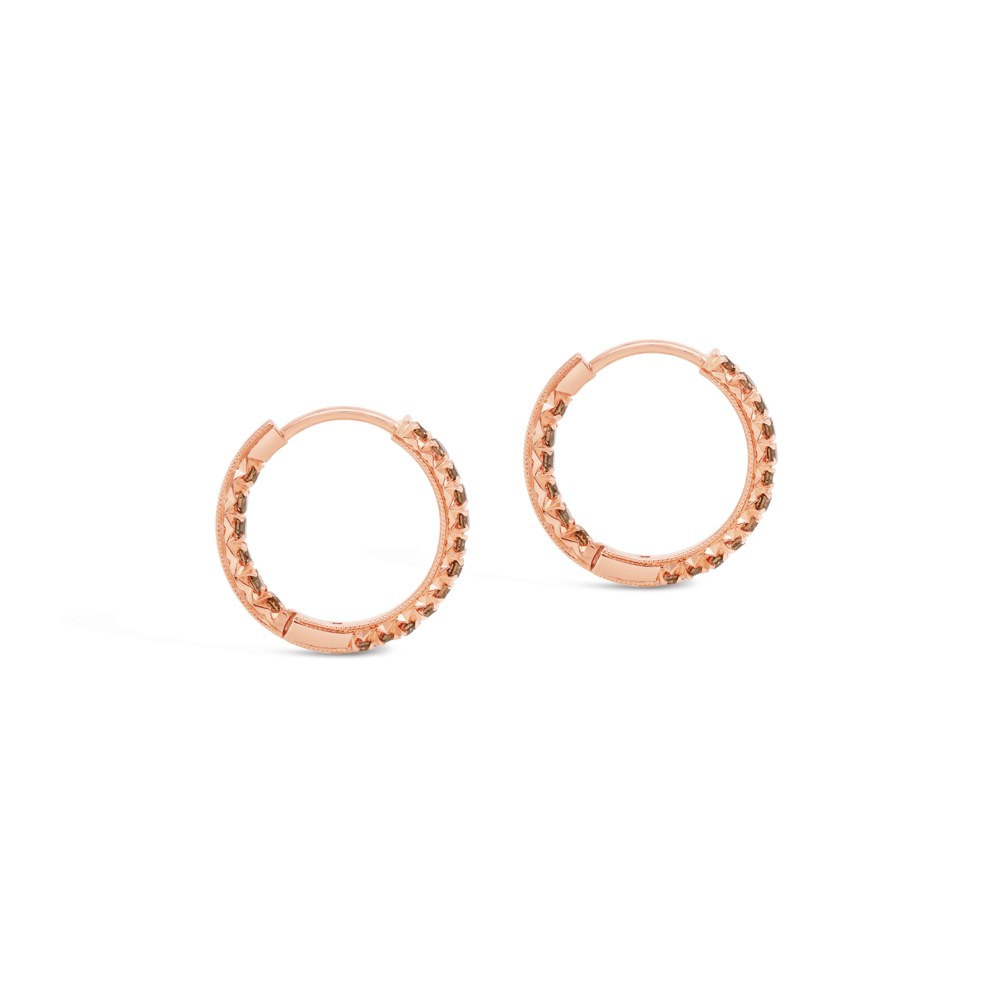 Cognac diamond hoop earrings 18ct rose gold