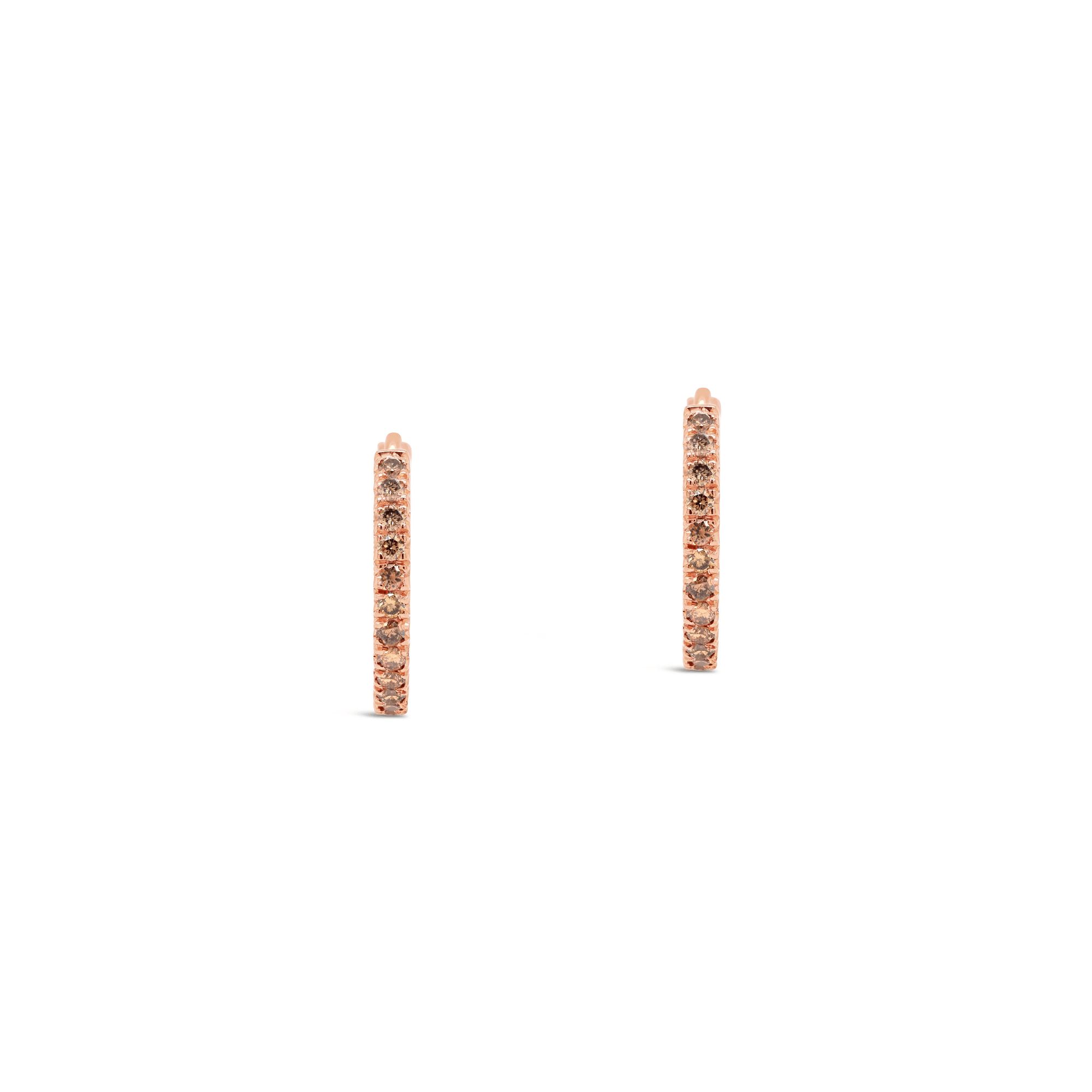 Cognac diamond hoop earrings 18ct rose gold