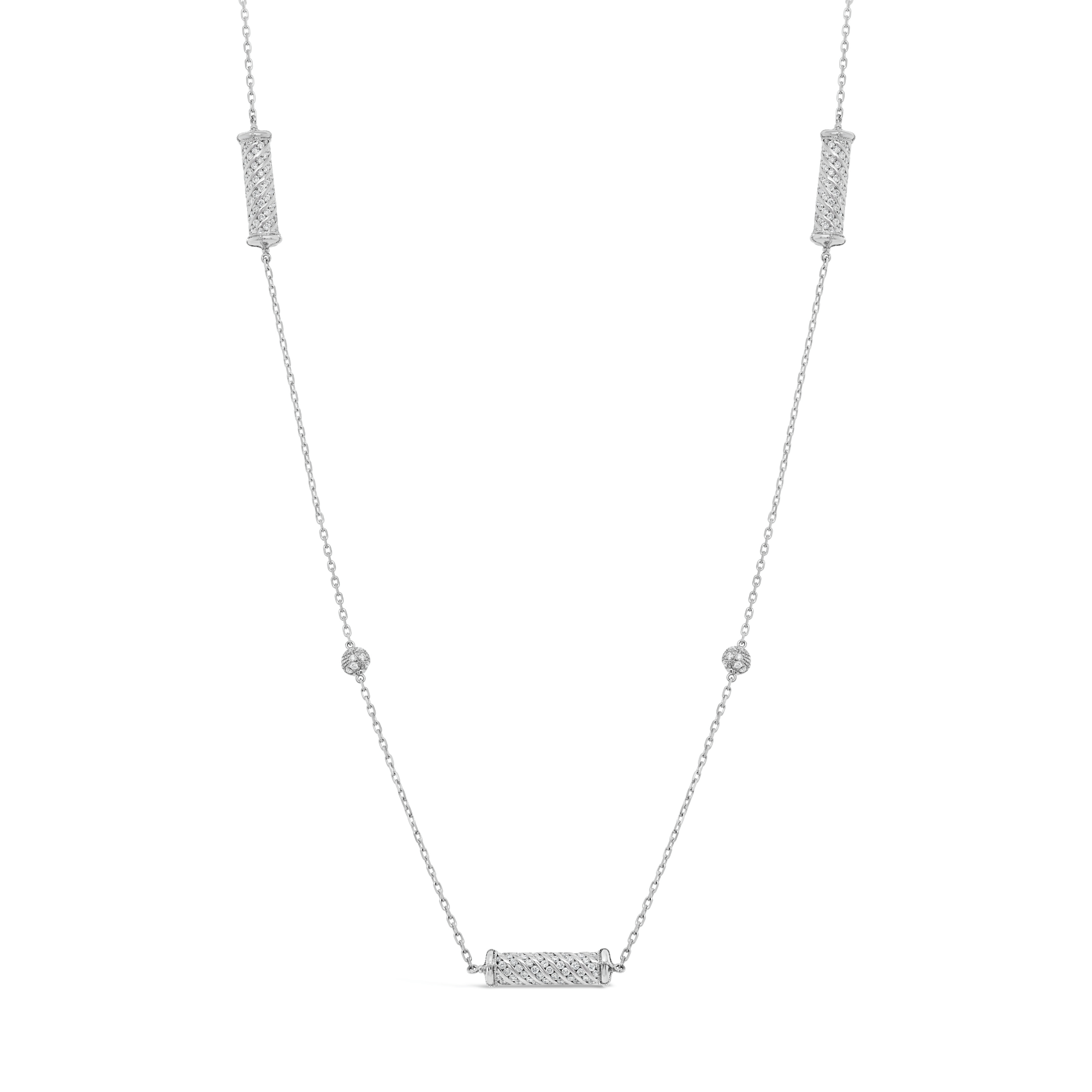 Pirouette collection diamond and white gold long necklace