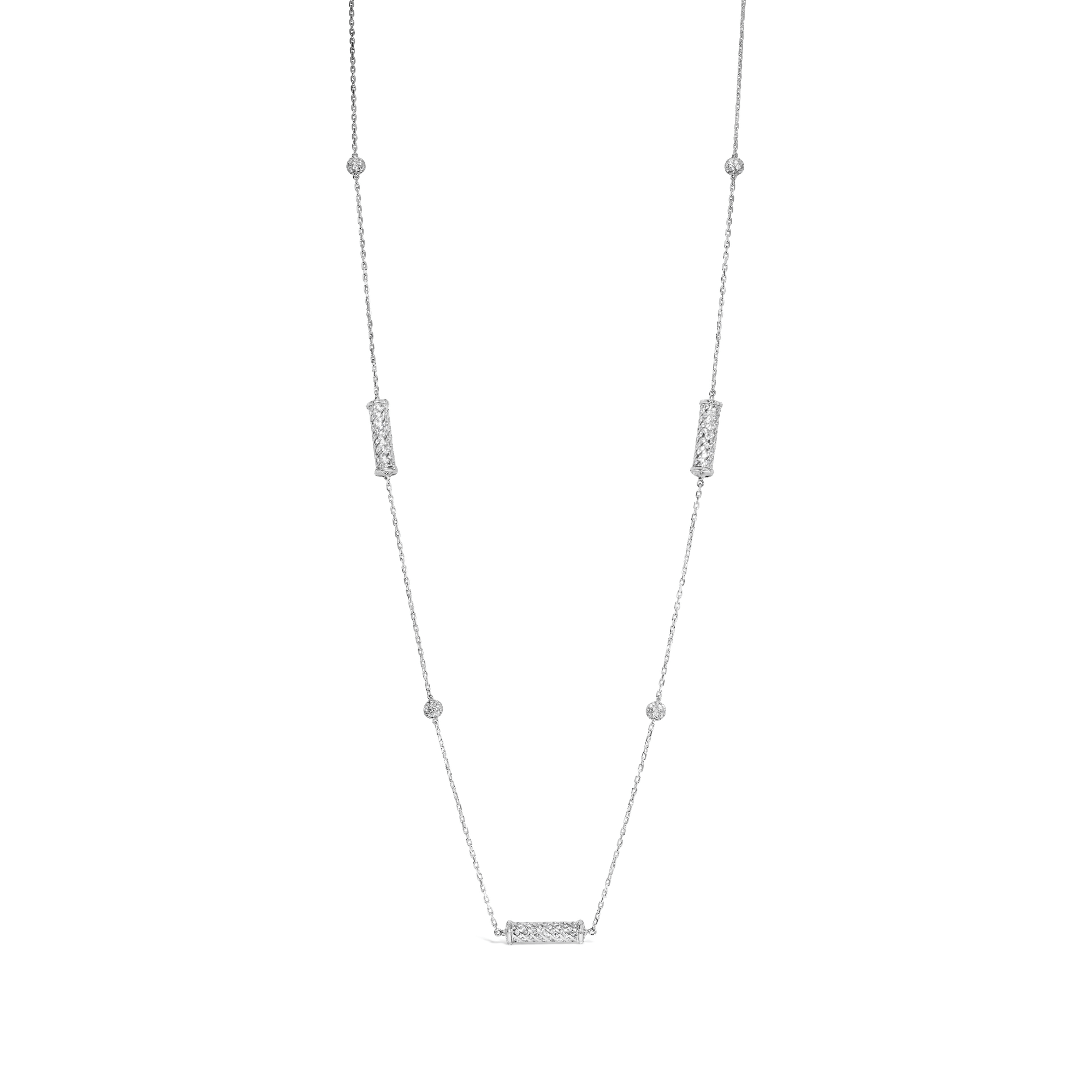 Pirouette collection diamond and white gold long necklace